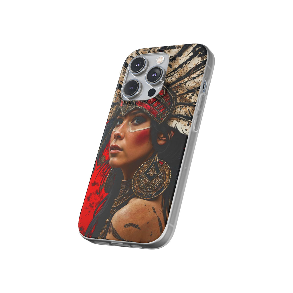 Aztec Moon Goddess – Flexi Phone Case (iPhone & Samsung • Clear TPU • Made in USA • Personalized Option)
