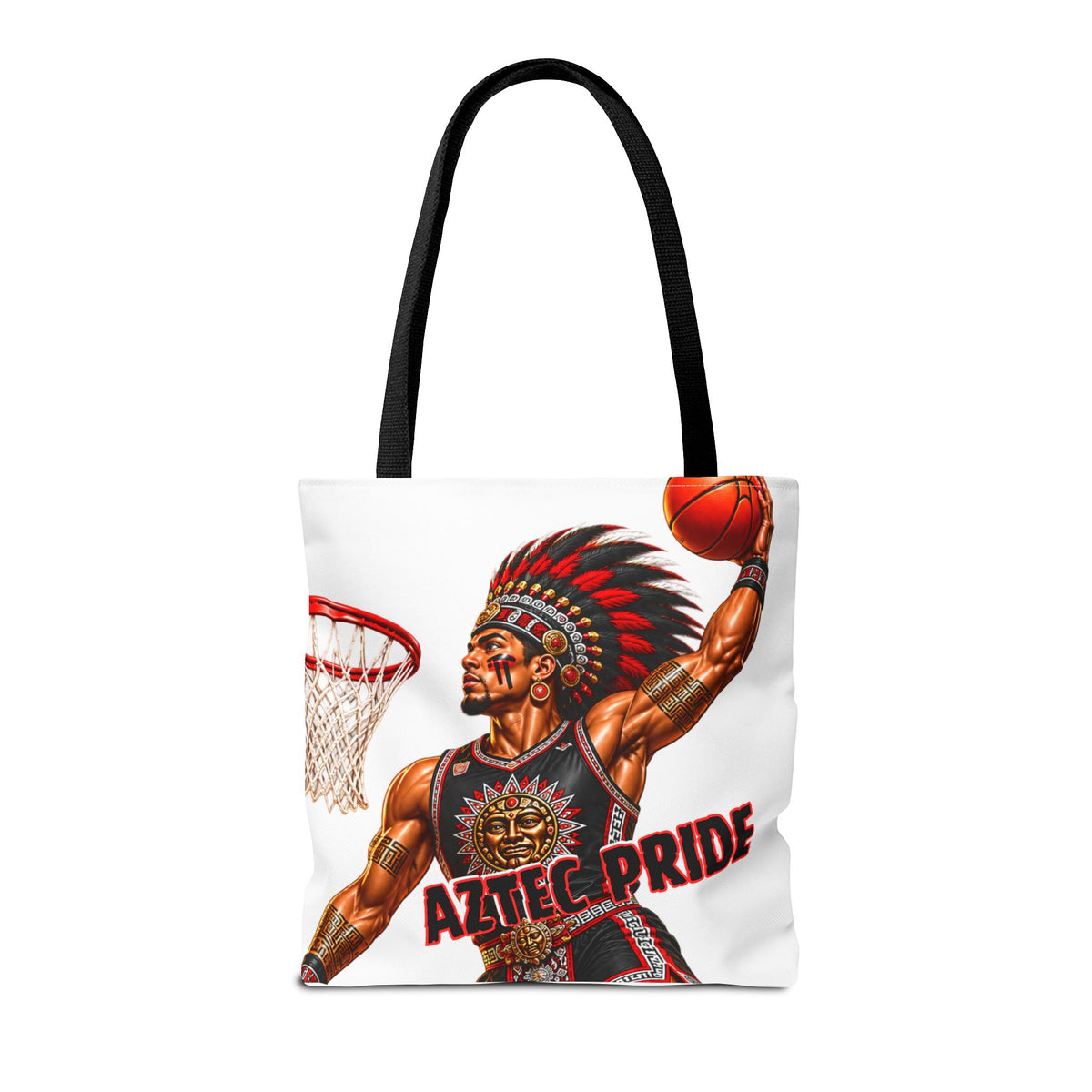 Aztec Basketball Dunk Warrior Tote Bag | Aztec-Inspired AI Art • Made & Shipped in the USA • 🚚 FREE USA Shipping • FREE Personalization