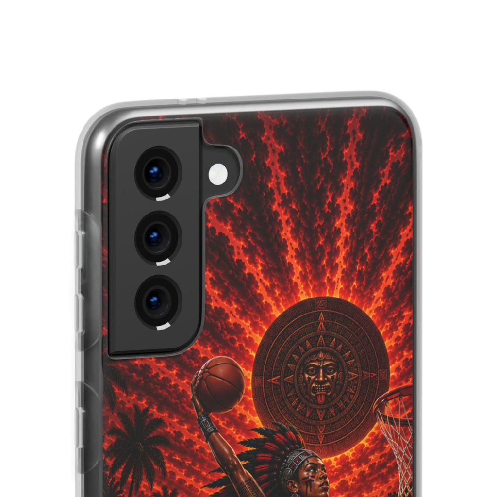 Aztec Basketball Female Warrior – Flexi Phone Case (iPhone & Samsung • Clear TPU • Made & Shipped in the USA • 🚚 FREE USA Shipping • Personalized Option)