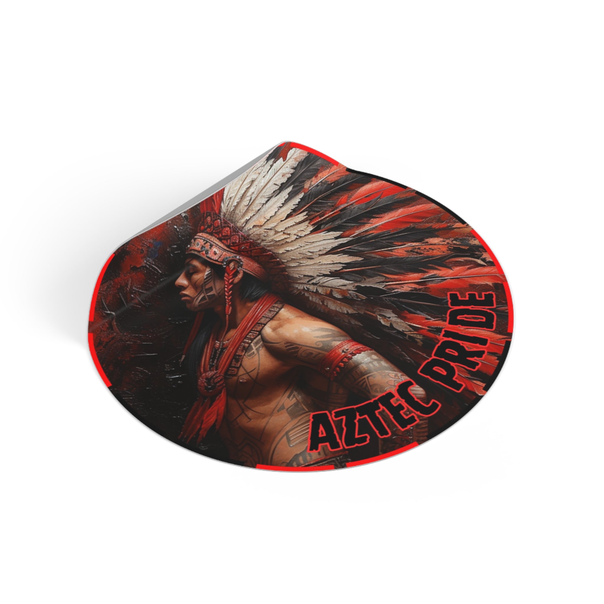Aztec Noble Warrior Round Vinyl Sticker – Waterproof Matte Decal (2”–6”)