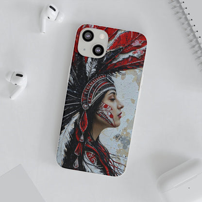 Aztec Silent Goddess – Flexi Phone Case (iPhone & Samsung • Clear TPU • Made in USA • Personalized Option)