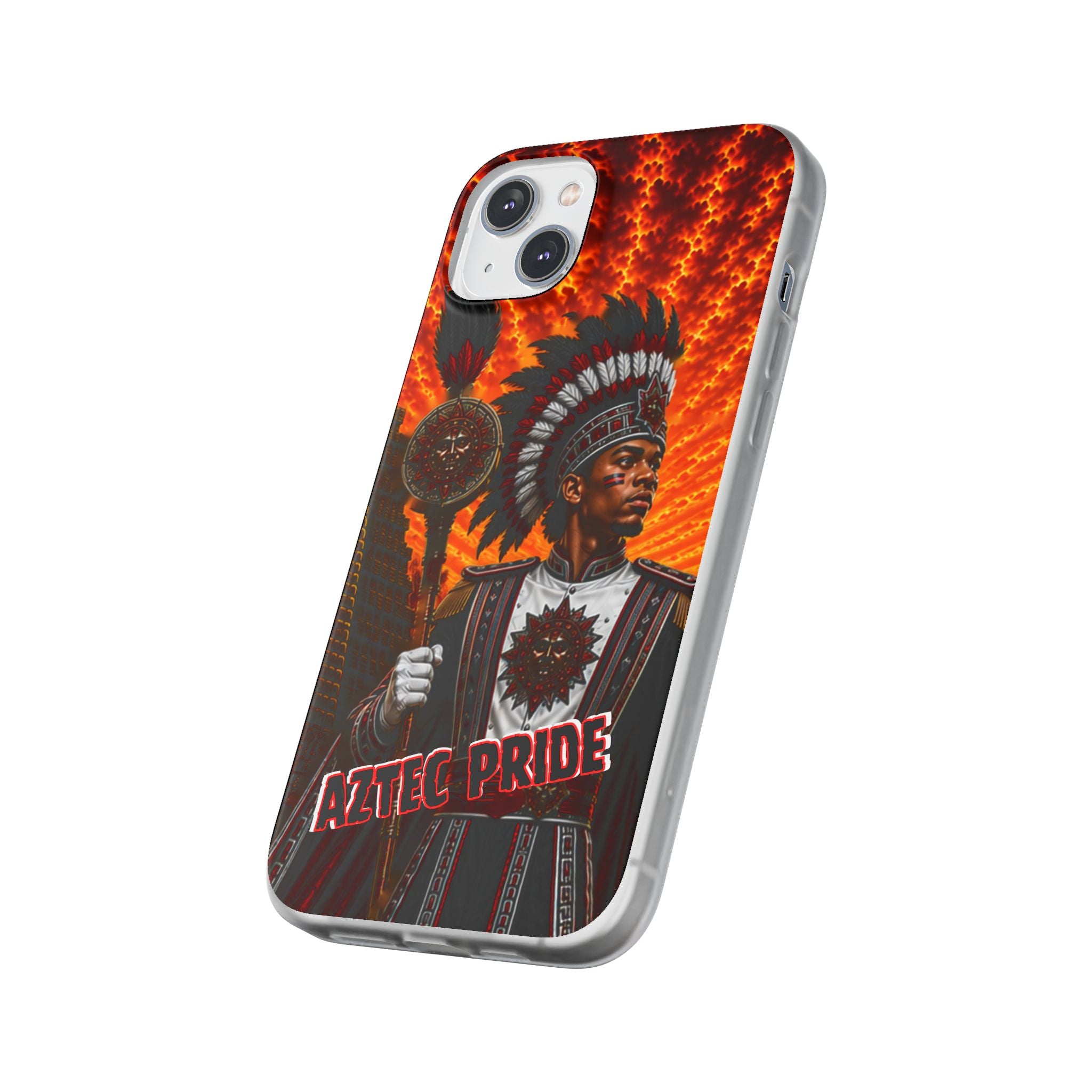 Aztec Drum Major Warrior – Flexi Phone Case (iPhone & Samsung • Clear TPU • Made & Shipped in the USA • 🚚 FREE USA Shipping • Personalized Option)