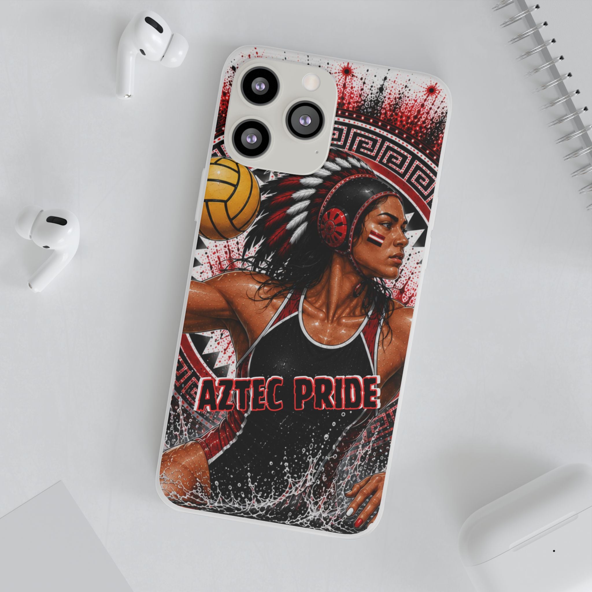 Aztec Water Polo Warrior – Flexi Phone Case (iPhone & Samsung • Clear TPU • Made in USA • Personalized Option)