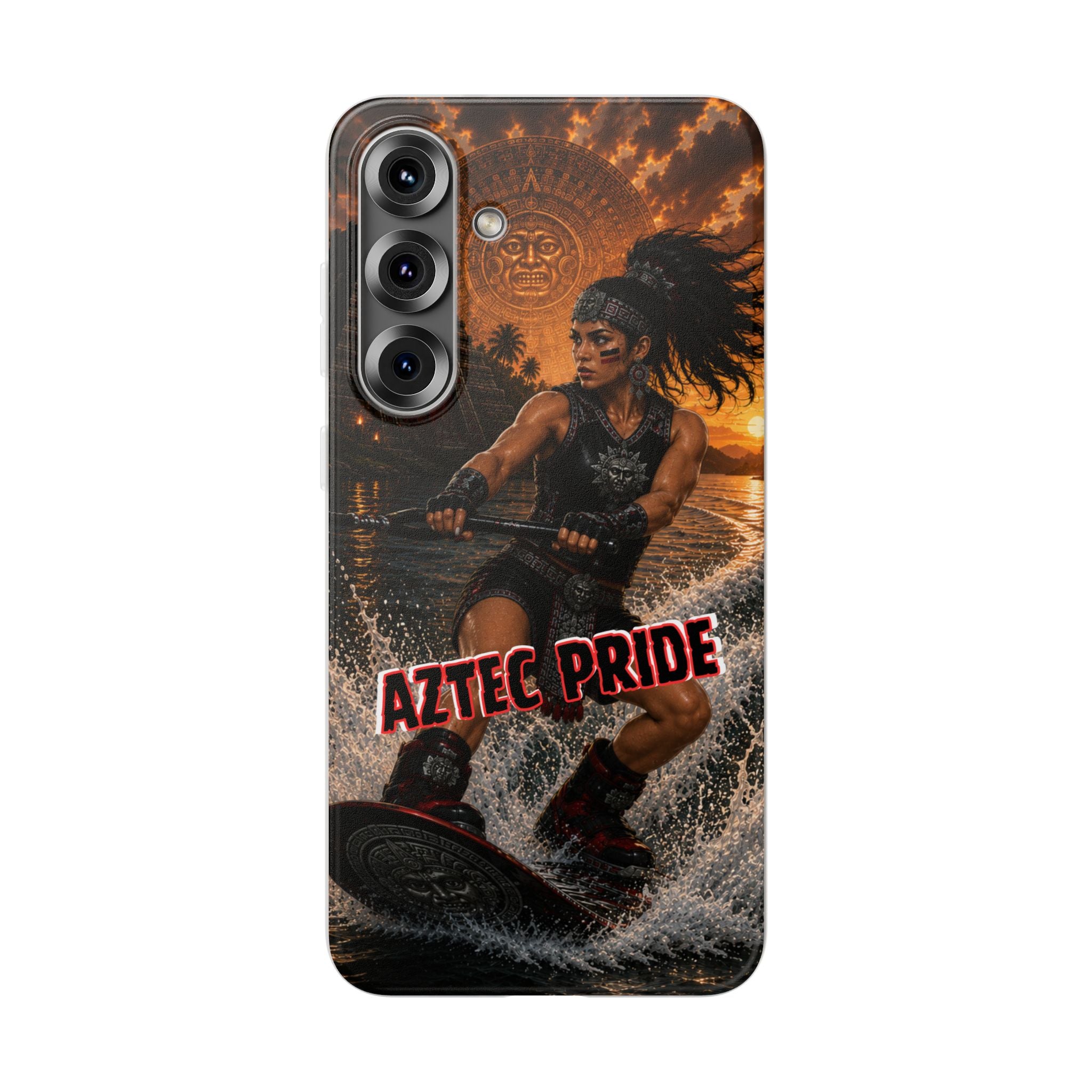 Aztec Wakeboard Female Warrior – Flexi Phone Case (iPhone & Samsung • Clear TPU • Made & Shipped in the USA • 🚚 FREE USA Shipping • Personalized Option)