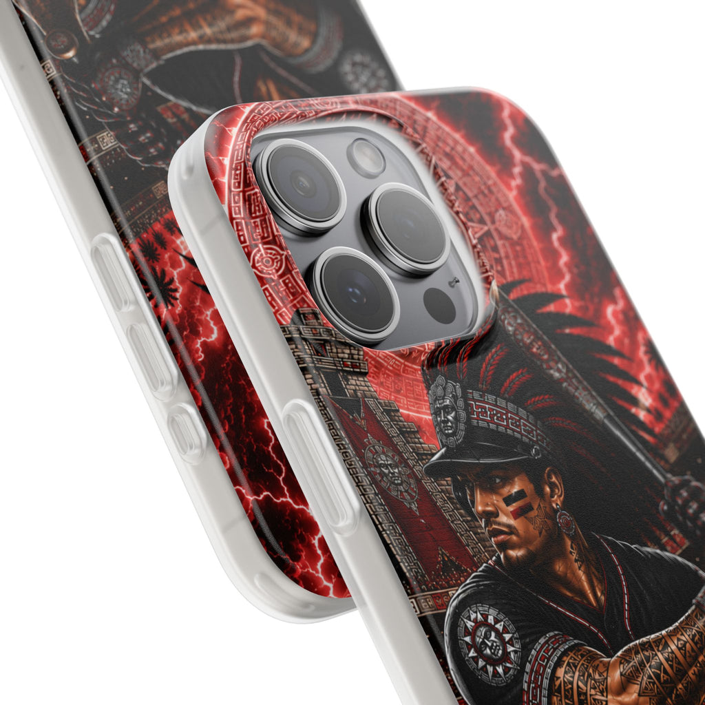 Aztec Baseball Warrior – Flexi Phone Case (iPhone & Samsung • Clear TPU • Made & Shipped in the USA • 🚚 FREE USA Shipping • Personalized Option)