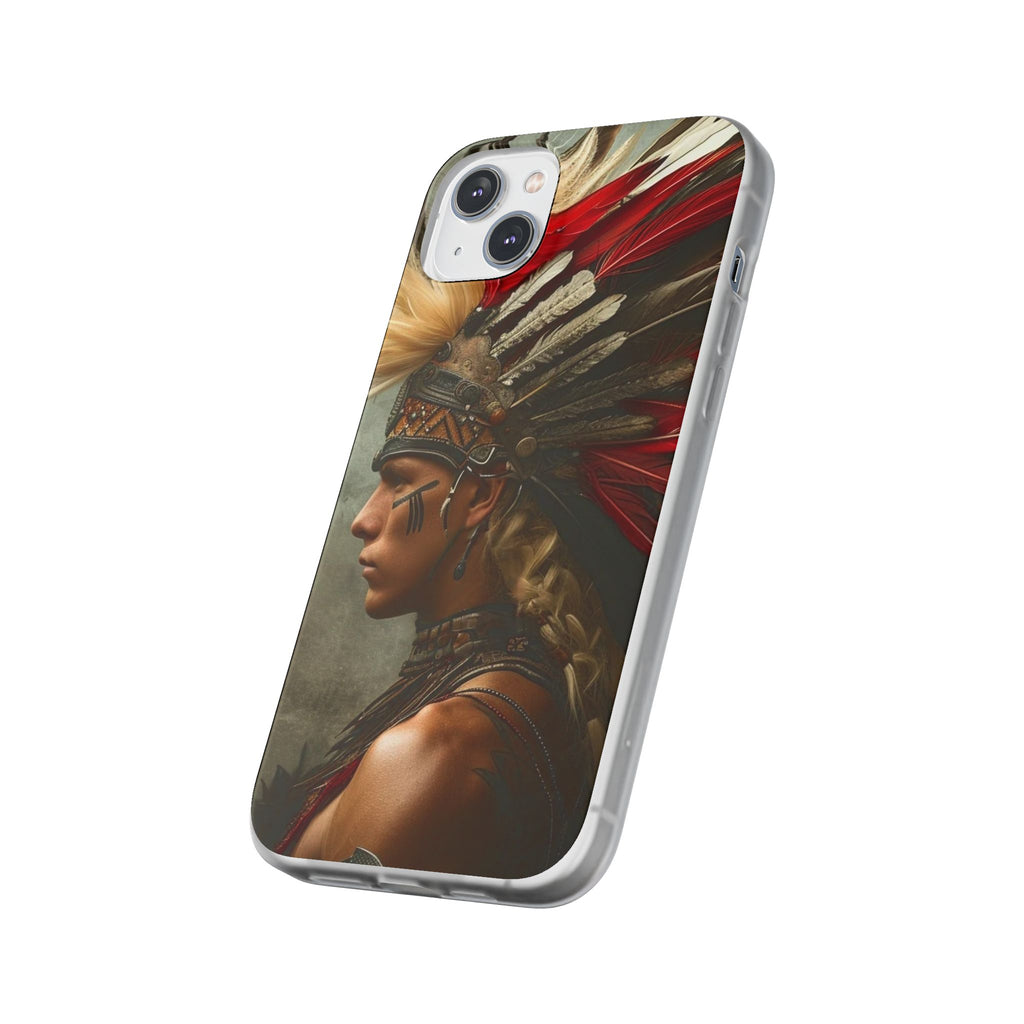Aztec Storm Warrior – Flexi Phone Case (iPhone & Samsung • Clear TPU • Made in USA • Personalized Option)