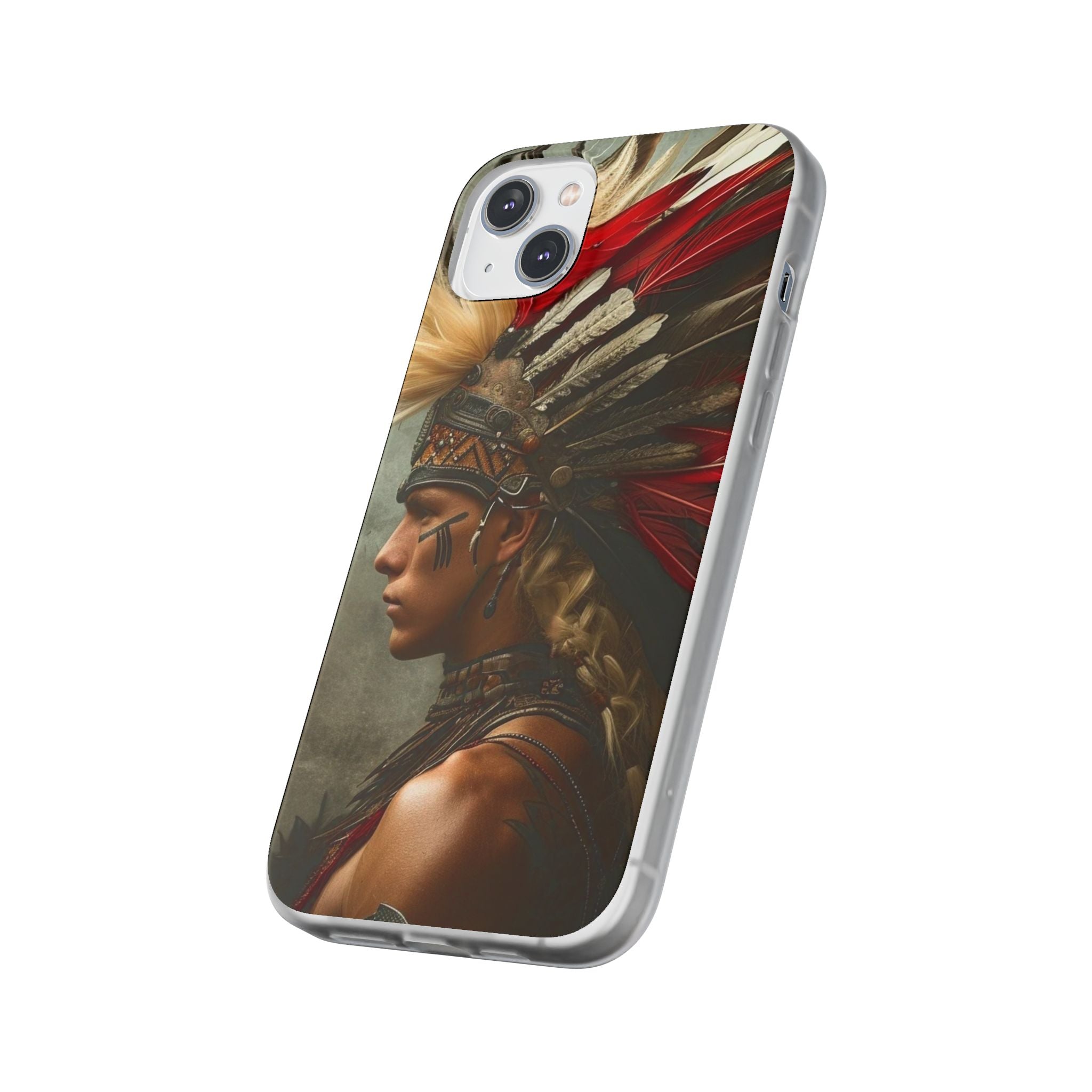 Aztec Storm Warrior – Flexi Phone Case (iPhone & Samsung • Clear TPU • Made in USA • Personalized Option)