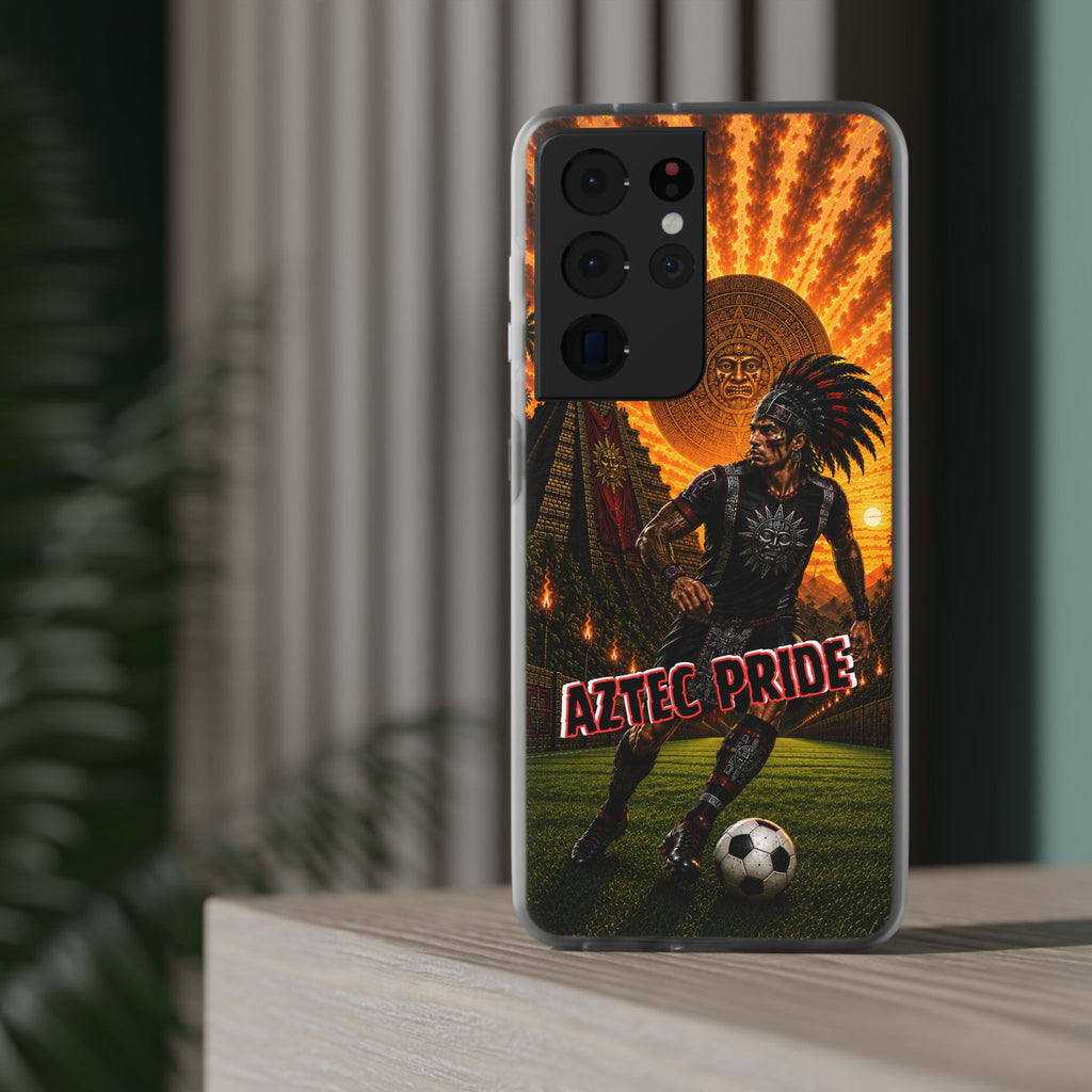 Aztec Soccer Male Warrior – Flexi Phone Case (iPhone & Samsung • Clear TPU • Made & Shipped in the USA • 🚚 FREE USA Shipping • Personalized Option)