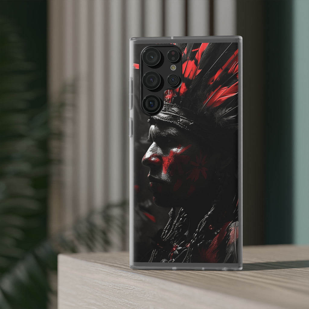 Aztec Jaguar Warrior – Flexi Phone Case (iPhone & Samsung • Clear TPU • Made in USA • Personalized Option)