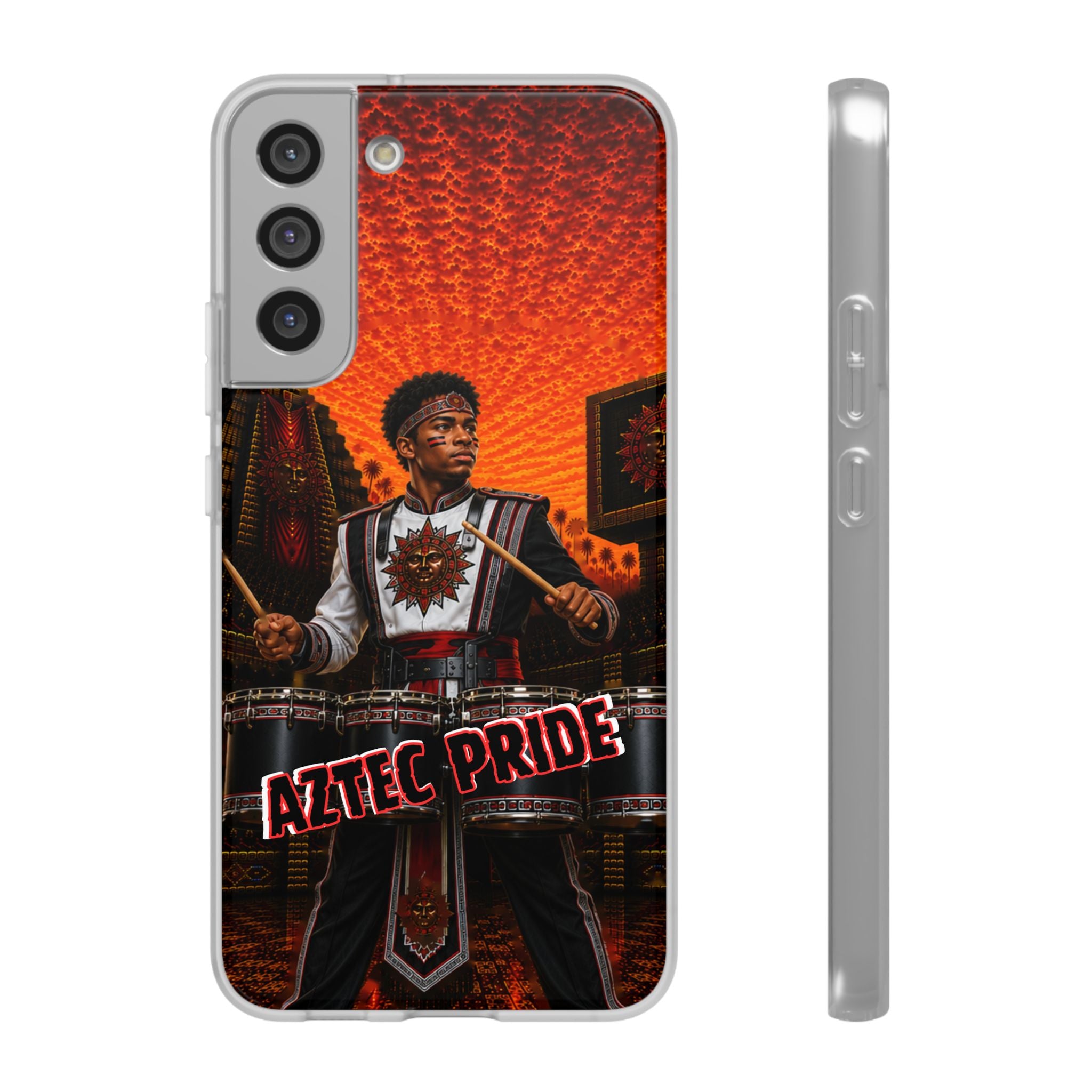Aztec Band Warrior – Flexi Phone Case (iPhone & Samsung • Clear TPU • Made & Shipped in the USA • 🚚 FREE USA Shipping • Personalized Option)