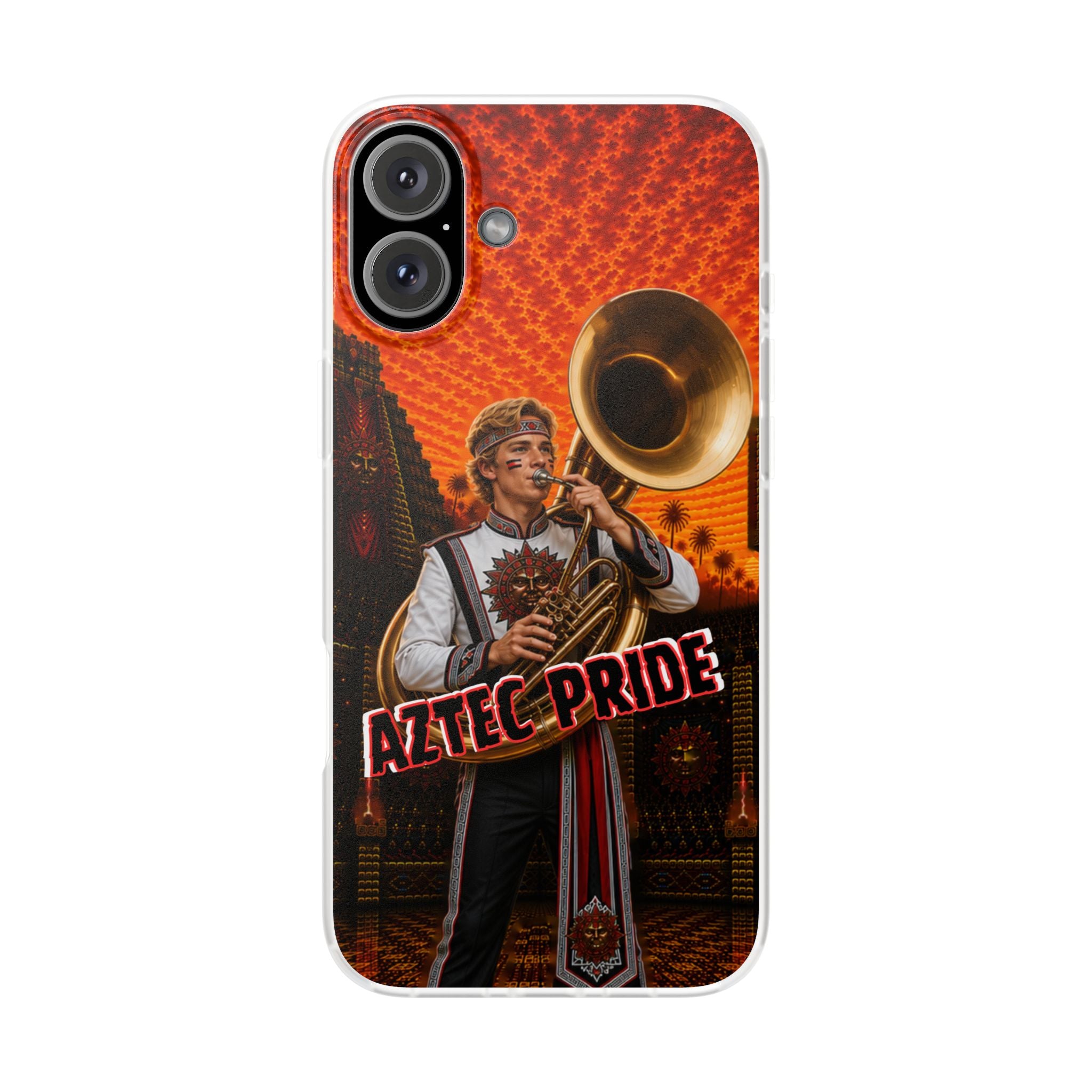 Aztec Band Warrior – Flexi Phone Case (iPhone & Samsung • Clear TPU • Made & Shipped in the USA • 🚚 FREE USA Shipping • Personalized Option)
