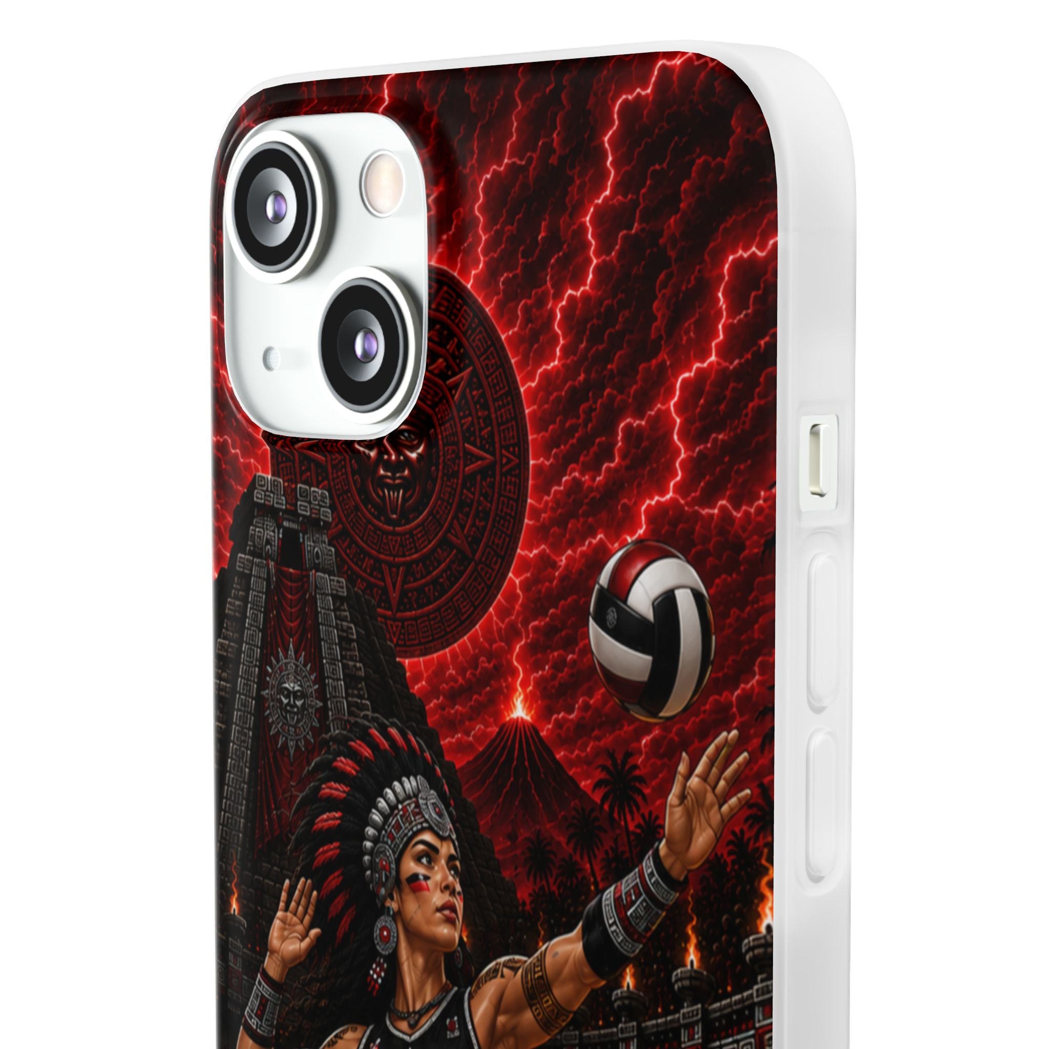 Aztec Volleyball Warrior – Flexi Phone Case (iPhone & Samsung • Clear TPU • Made & Shipped in the USA • 🚚 FREE USA Shipping • Personalized Option)