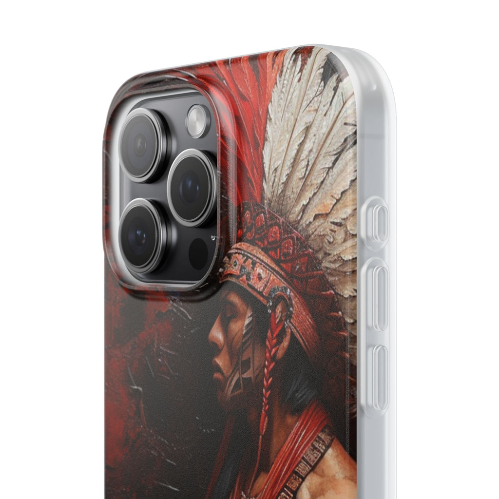 Aztec Noble Warrior – Flexi Phone Case (iPhone & Samsung • Clear TPU • Made in USA • Personalized Option)