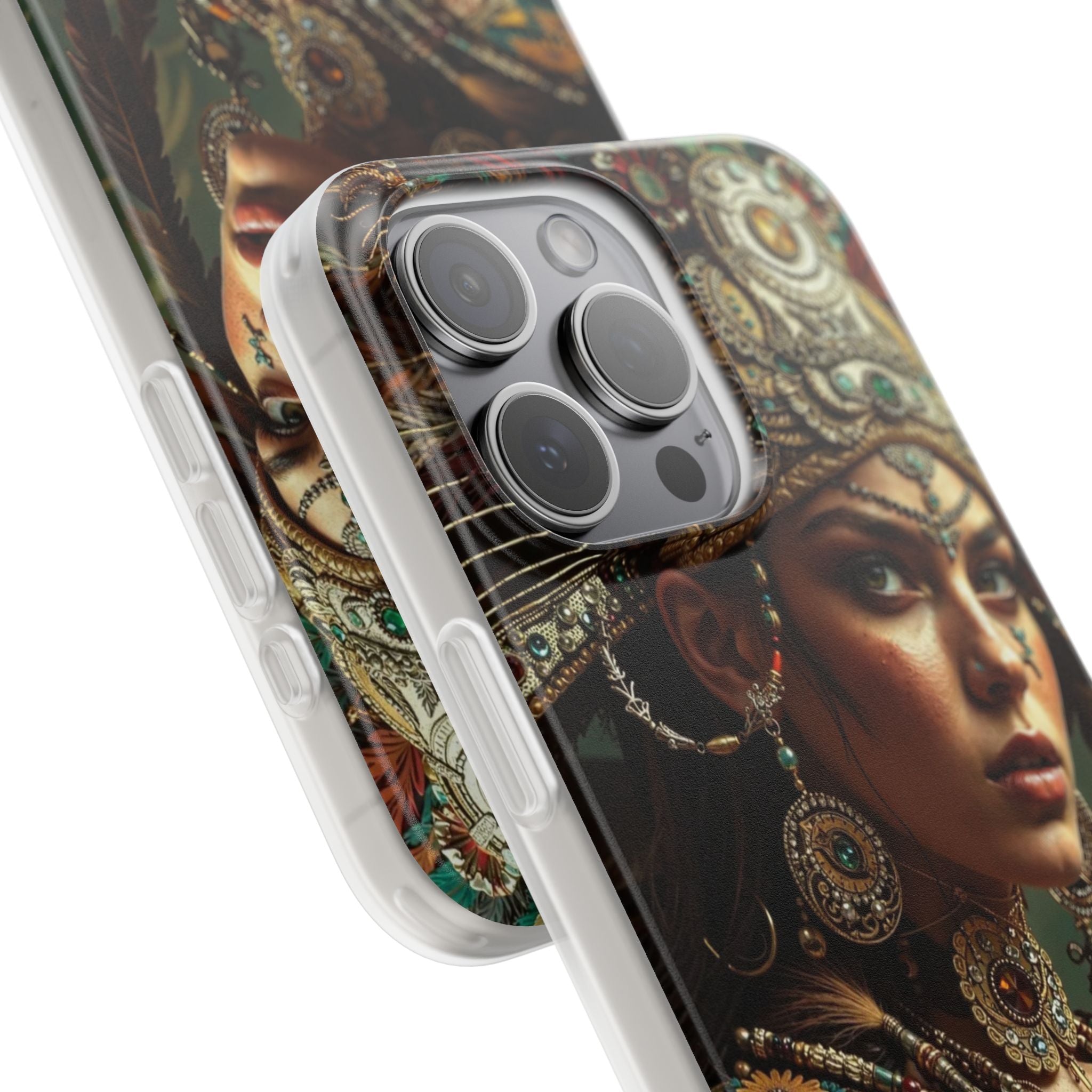 Aztec Warrior Goddess – Flexi Phone Case (iPhone & Samsung • Clear TPU • Made in USA • Personalized Option)