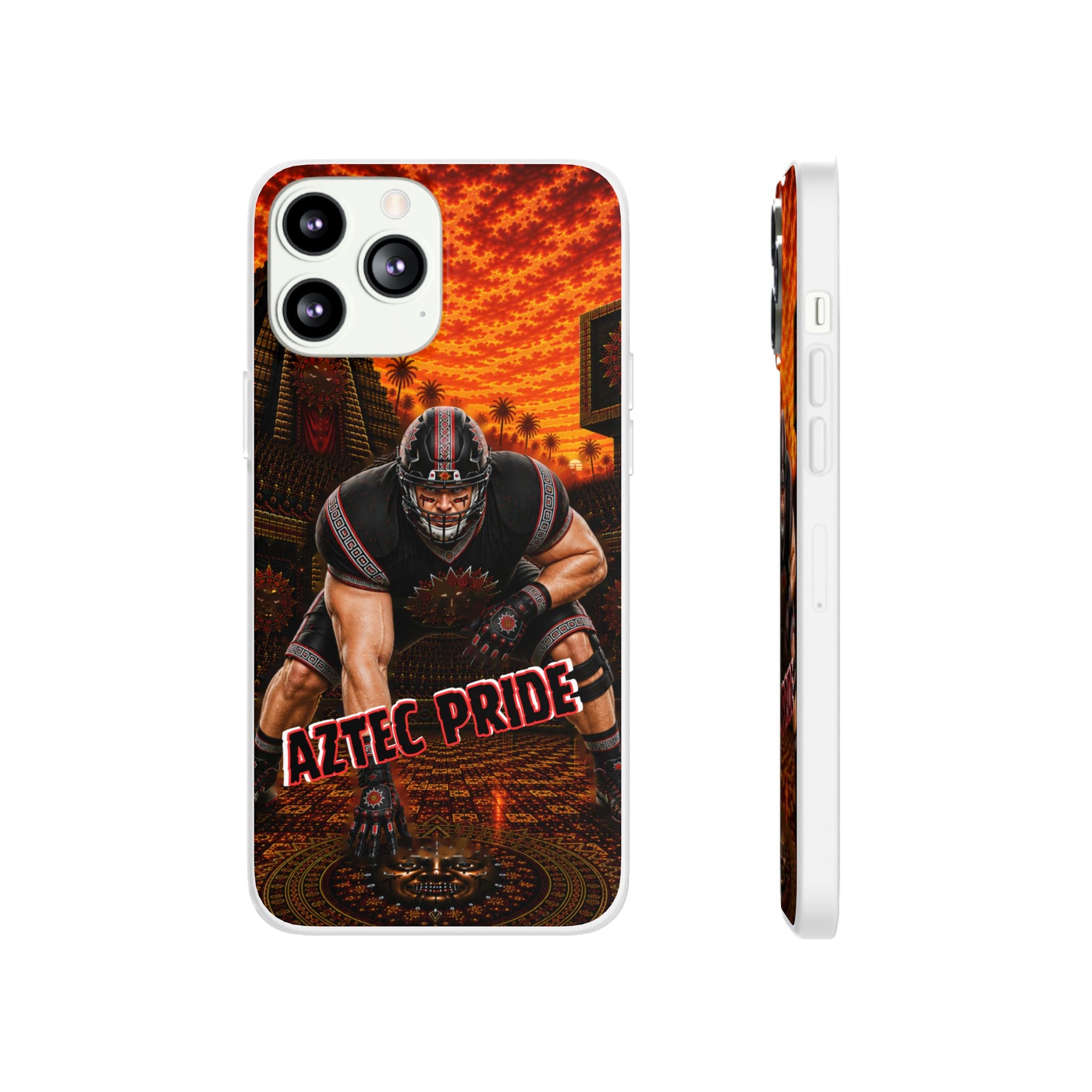 Aztec Football Warrior – Flexi Phone Case (iPhone & Samsung • Clear TPU • Made & Shipped in the USA • 🚚 FREE USA Shipping • Personalized Option)