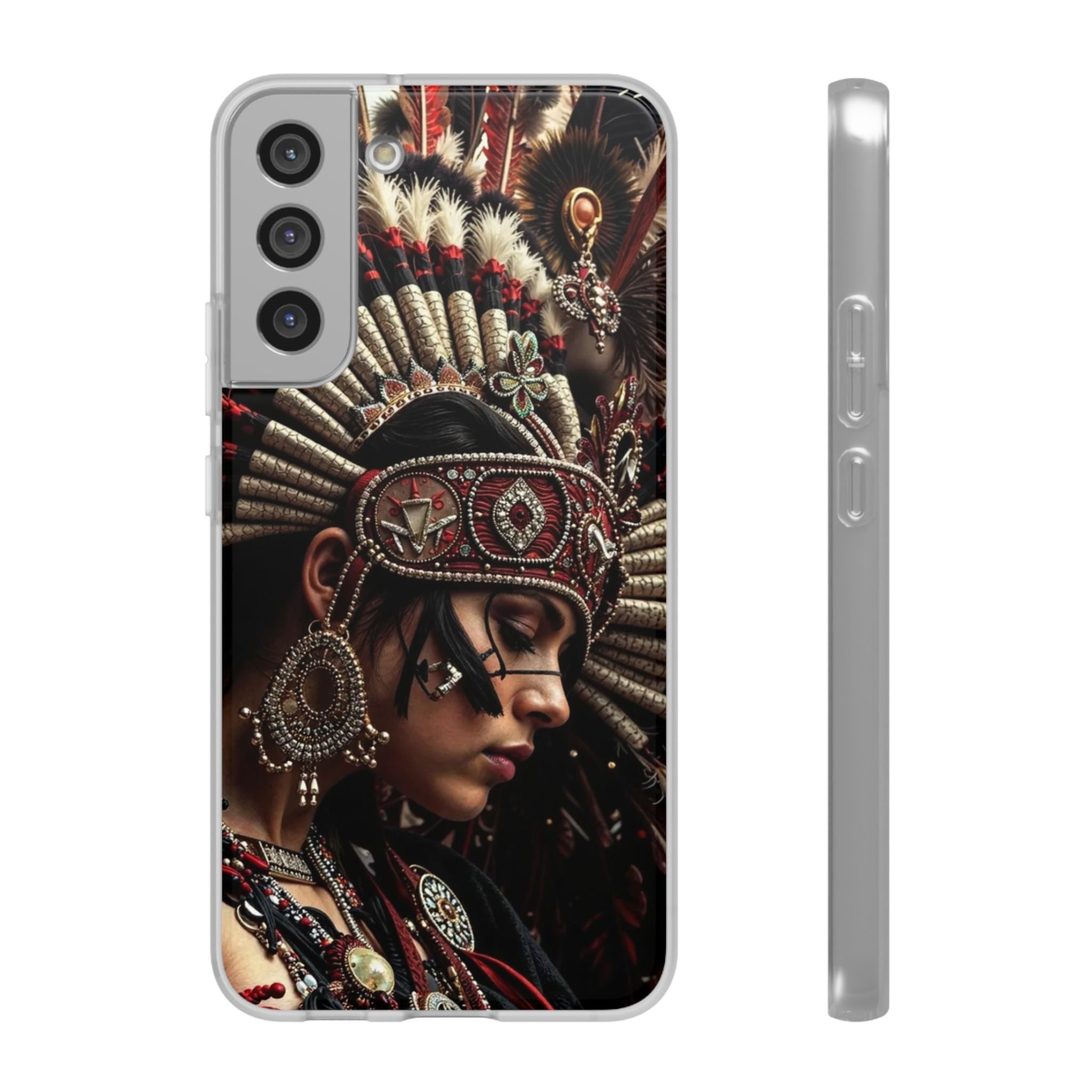 Aztec Goddess Spirit – Flexi Phone Case (iPhone & Samsung • Clear TPU • Made in USA • Personalized Option)
