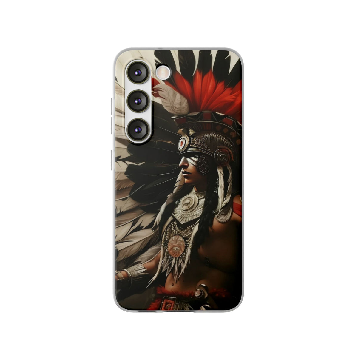 Aztec Fierce Warrior – Flexi Phone Case (iPhone & Samsung • Clear TPU • Made in USA • Personalized Option)