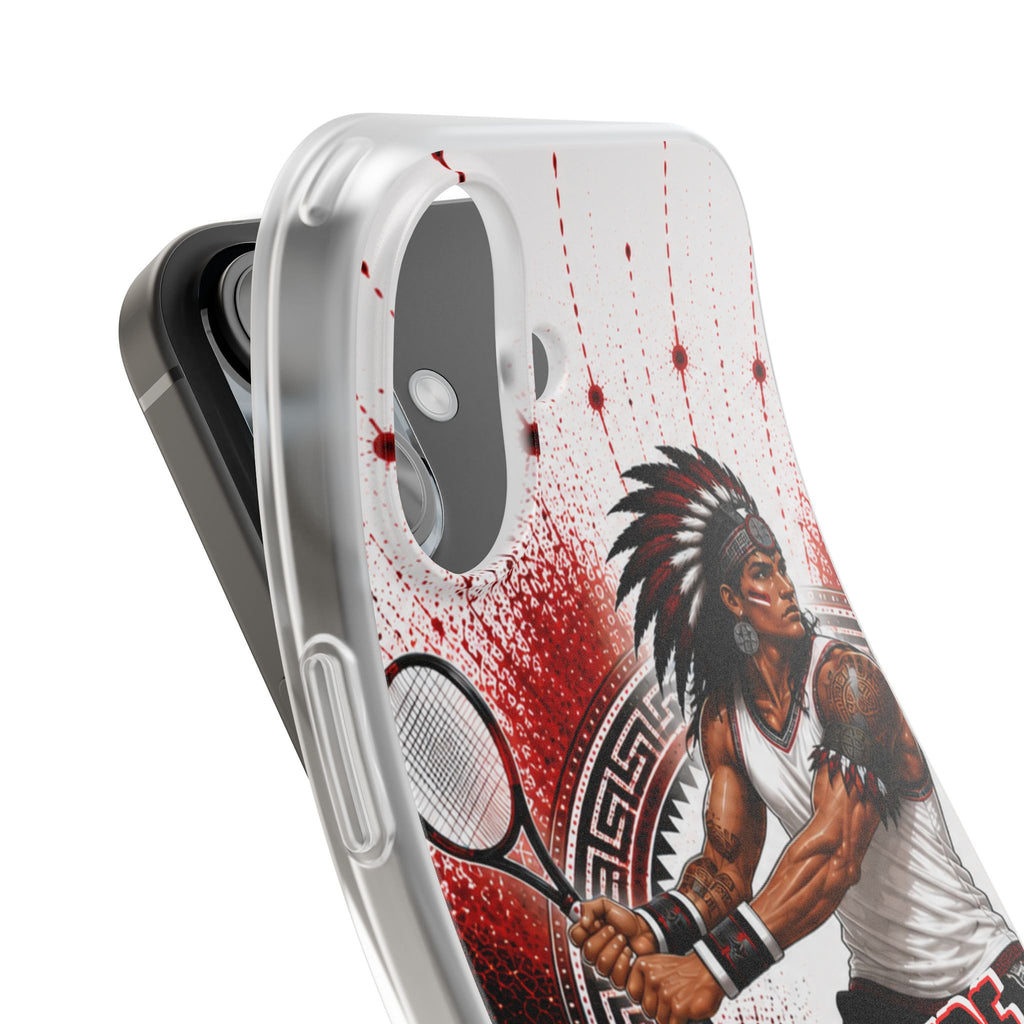 Aztec Tennis Male Warrior – Flexi Phone Case (iPhone & Samsung • Clear TPU • Made & Shipped in the USA • 🚚 FREE USA Shipping • Personalized Option)
