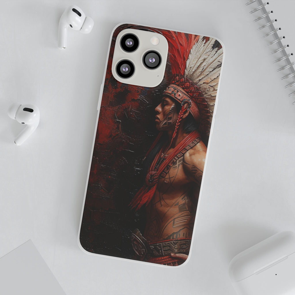 Aztec Noble Warrior – Flexi Phone Case (iPhone & Samsung • Clear TPU • Made in USA • Personalized Option)