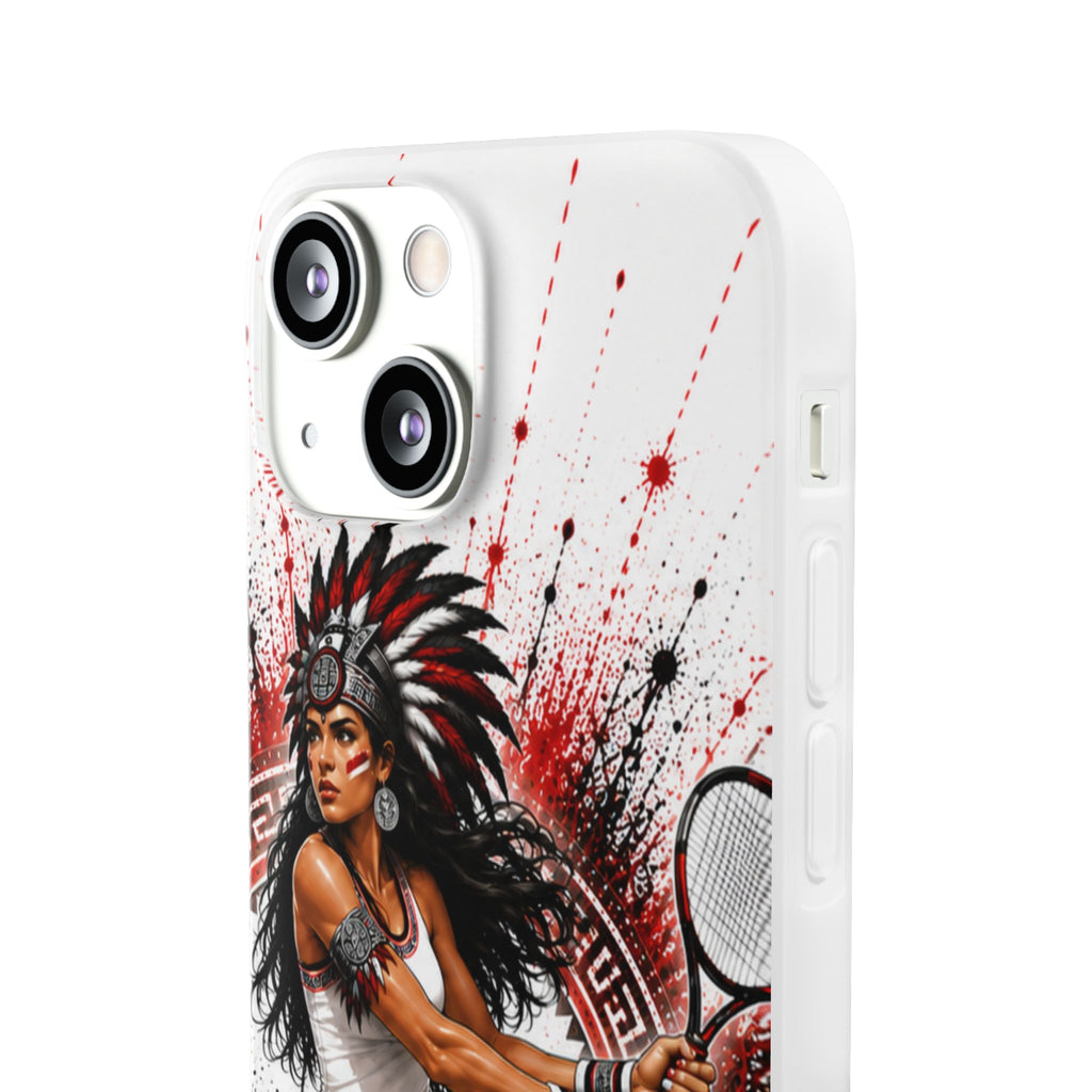 Aztec Tennis Female Warrior – Flexi Phone Case (iPhone & Samsung • Clear TPU • Made & Shipped in the USA • 🚚 FREE USA Shipping • Personalized Option)