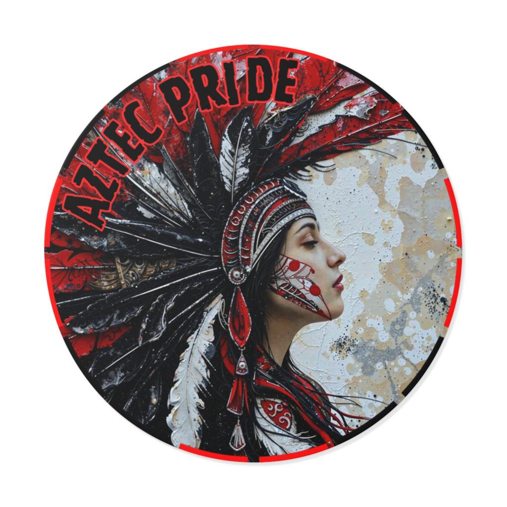 Aztec Silent Goddess Round Vinyl Sticker – Waterproof Matte Decal (2”–6”)