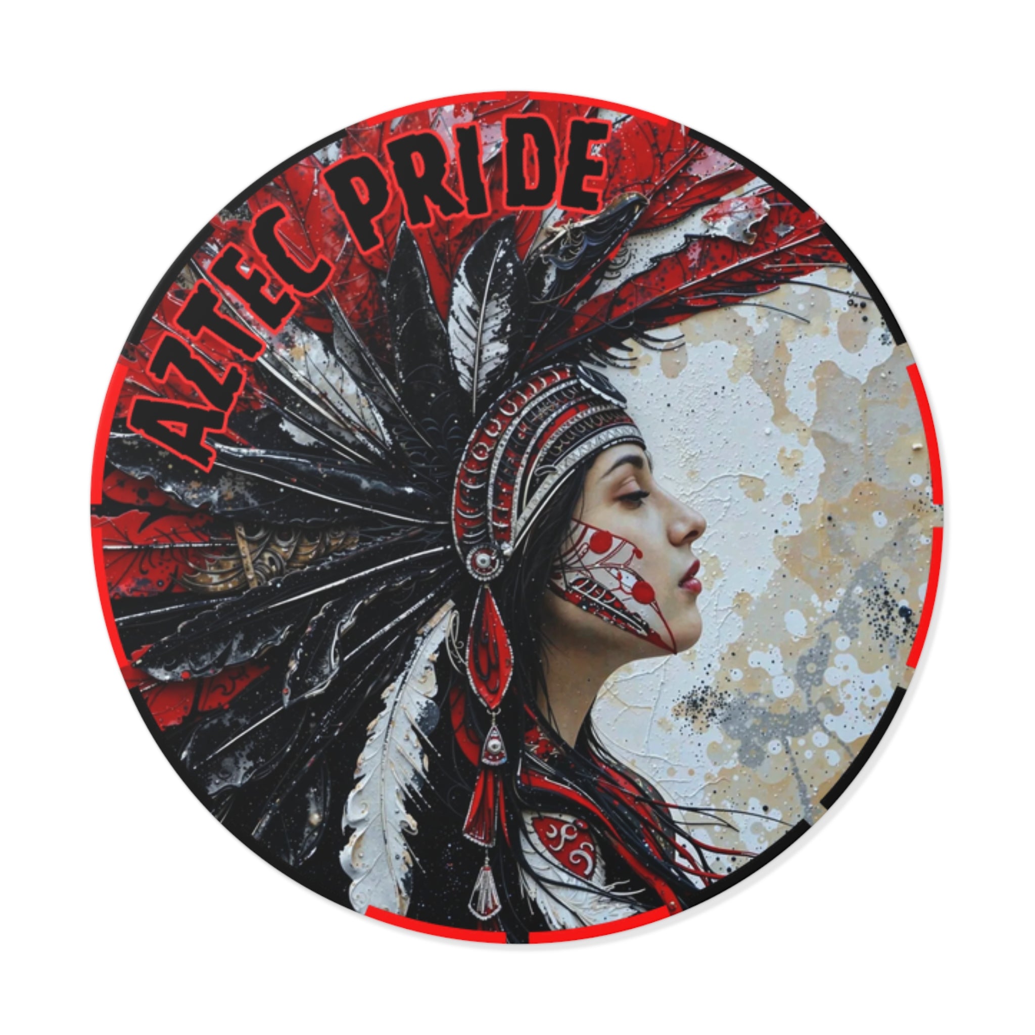 Aztec Silent Goddess Round Vinyl Sticker – Waterproof Matte Decal (2”–6”)
