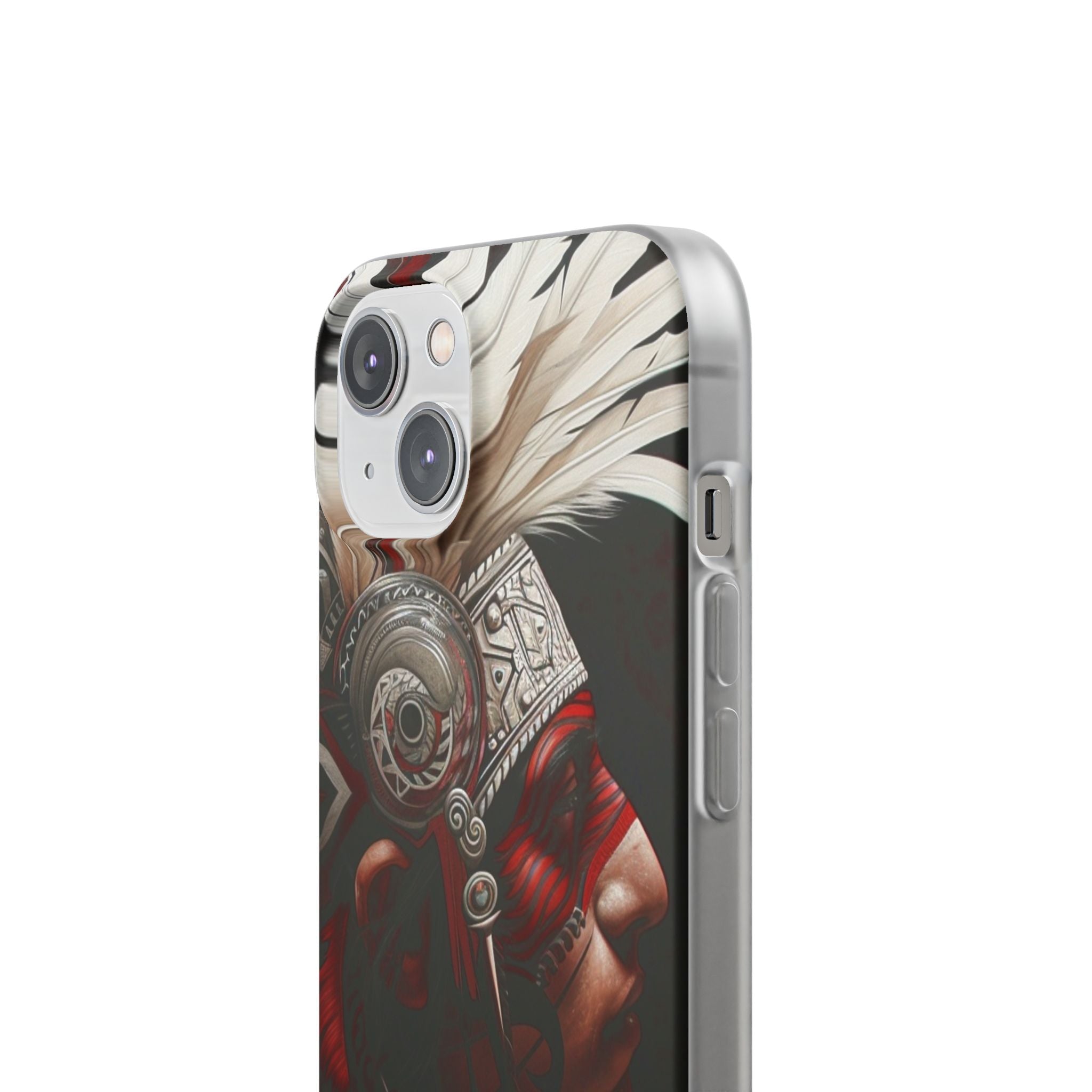 Aztec Warrior King – Flexi Phone Case (iPhone & Samsung • Clear TPU • Made in USA • Personalized Option)