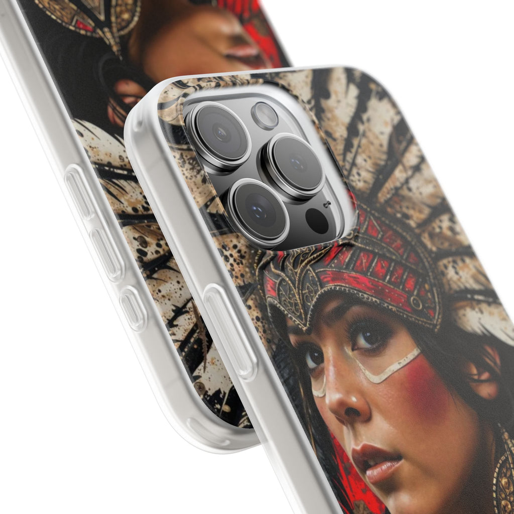 Aztec Moon Goddess – Flexi Phone Case (iPhone & Samsung • Clear TPU • Made in USA • Personalized Option)