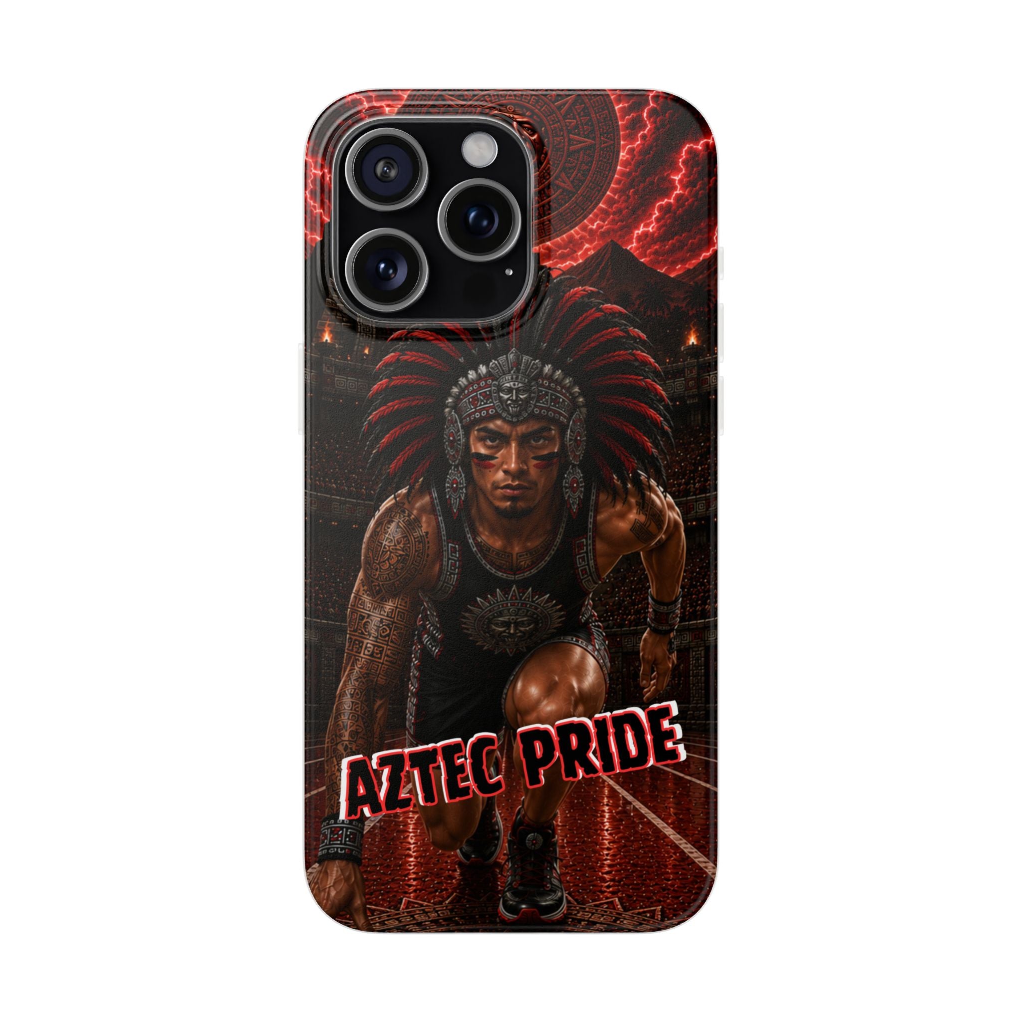 Aztec Track & Field Male Warrior – Flexi Phone Case (iPhone & Samsung • Clear TPU • Made & Shipped in the USA • 🚚 FREE USA Shipping • Personalized Option)