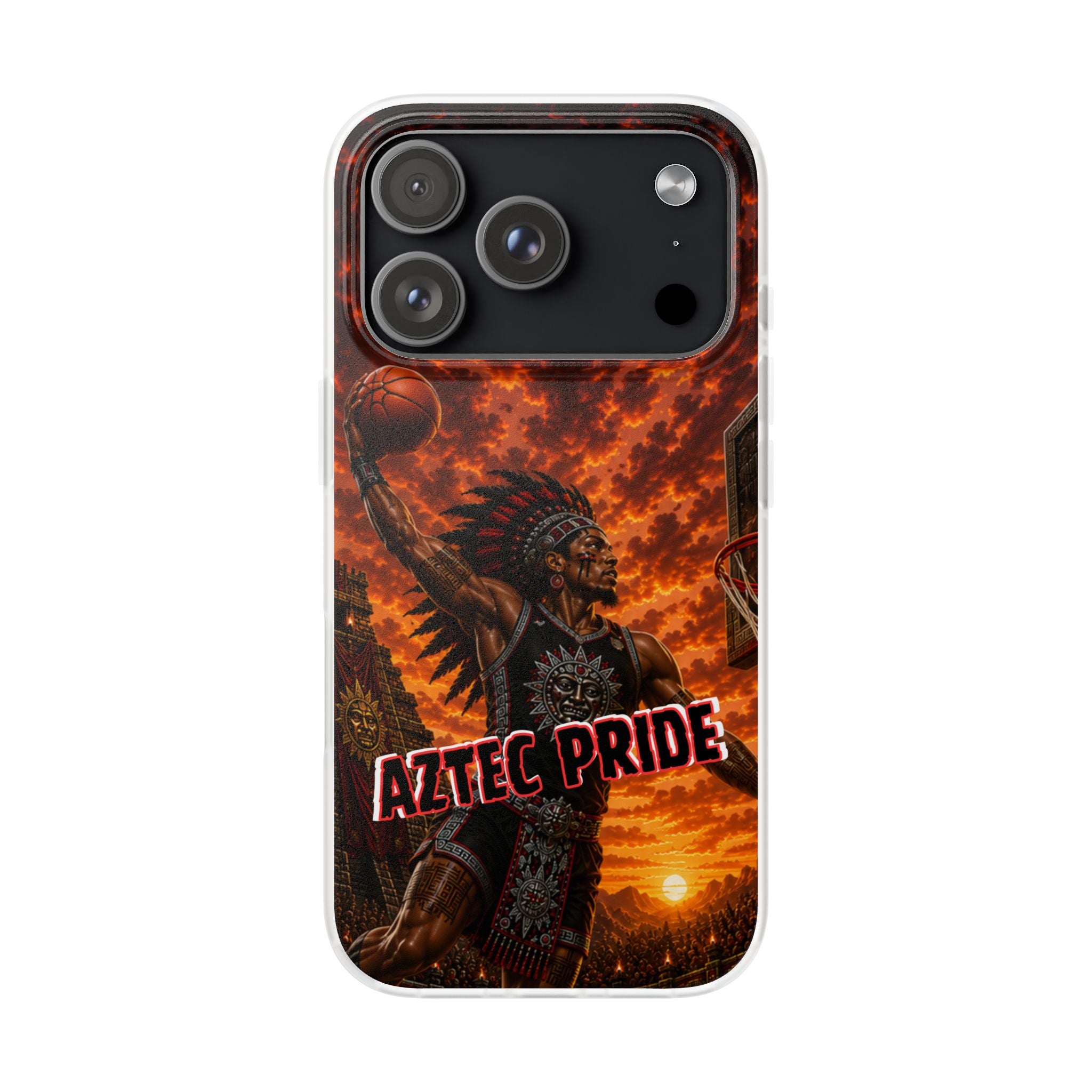 Aztec Basketball Male Warrior – Flexi Phone Case (iPhone & Samsung • Clear TPU • Made & Shipped in the USA • 🚚 FREE USA Shipping • Personalized Option)