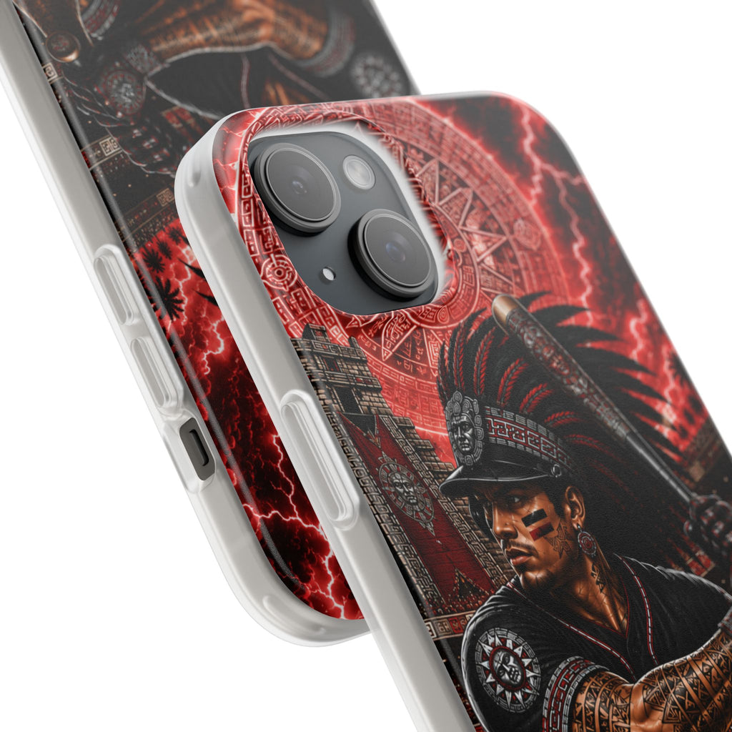 Aztec Baseball Warrior – Flexi Phone Case (iPhone & Samsung • Clear TPU • Made & Shipped in the USA • 🚚 FREE USA Shipping • Personalized Option)