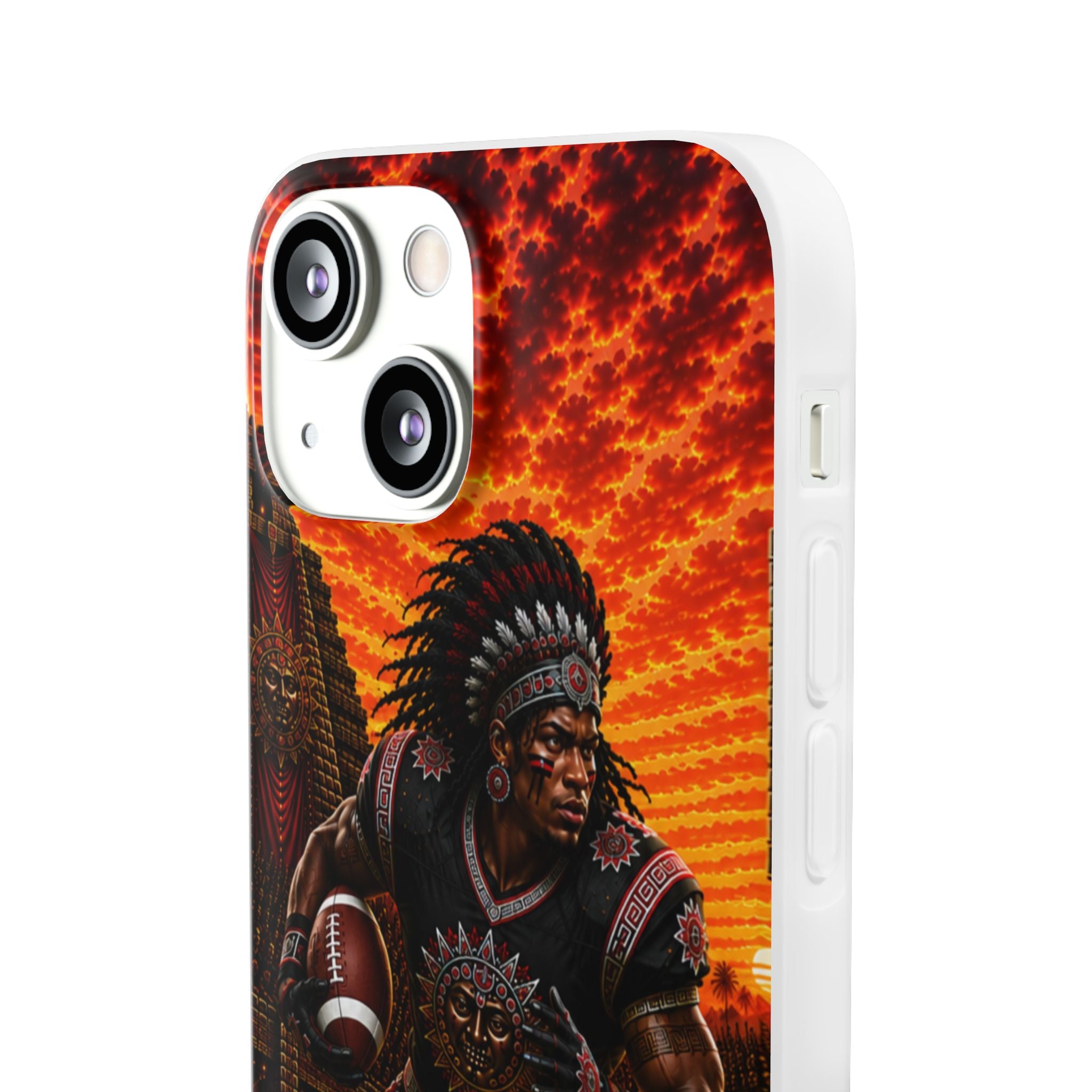 Aztec Football Warrior – Flexi Phone Case (iPhone & Samsung • Clear TPU • Made & Shipped in the USA • 🚚 FREE USA Shipping • Personalized Option)