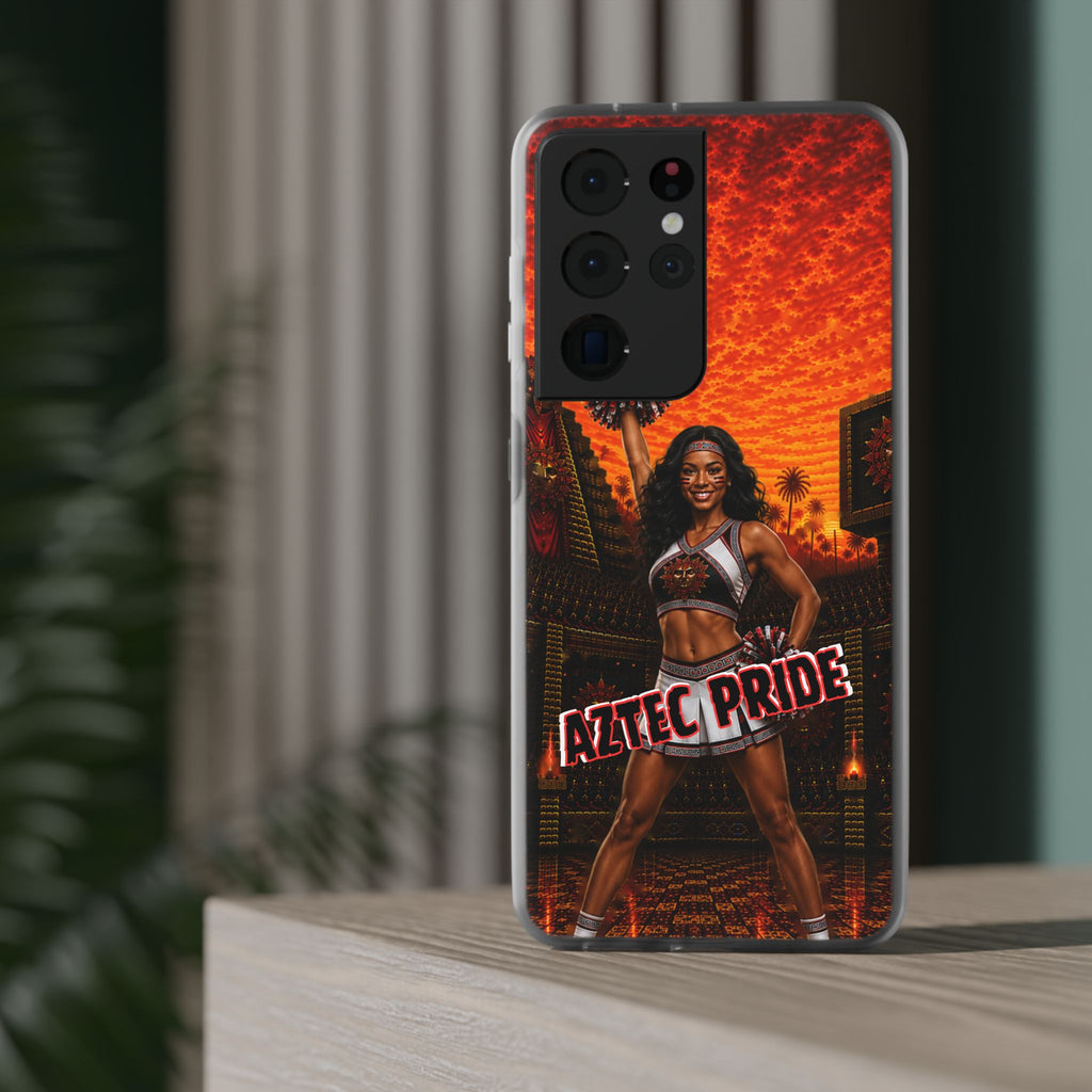Aztec Cheerleader Warrior – Flexi Phone Case (iPhone & Samsung • Clear TPU • Made & Shipped in the USA • 🚚 FREE USA Shipping • Personalized Option)