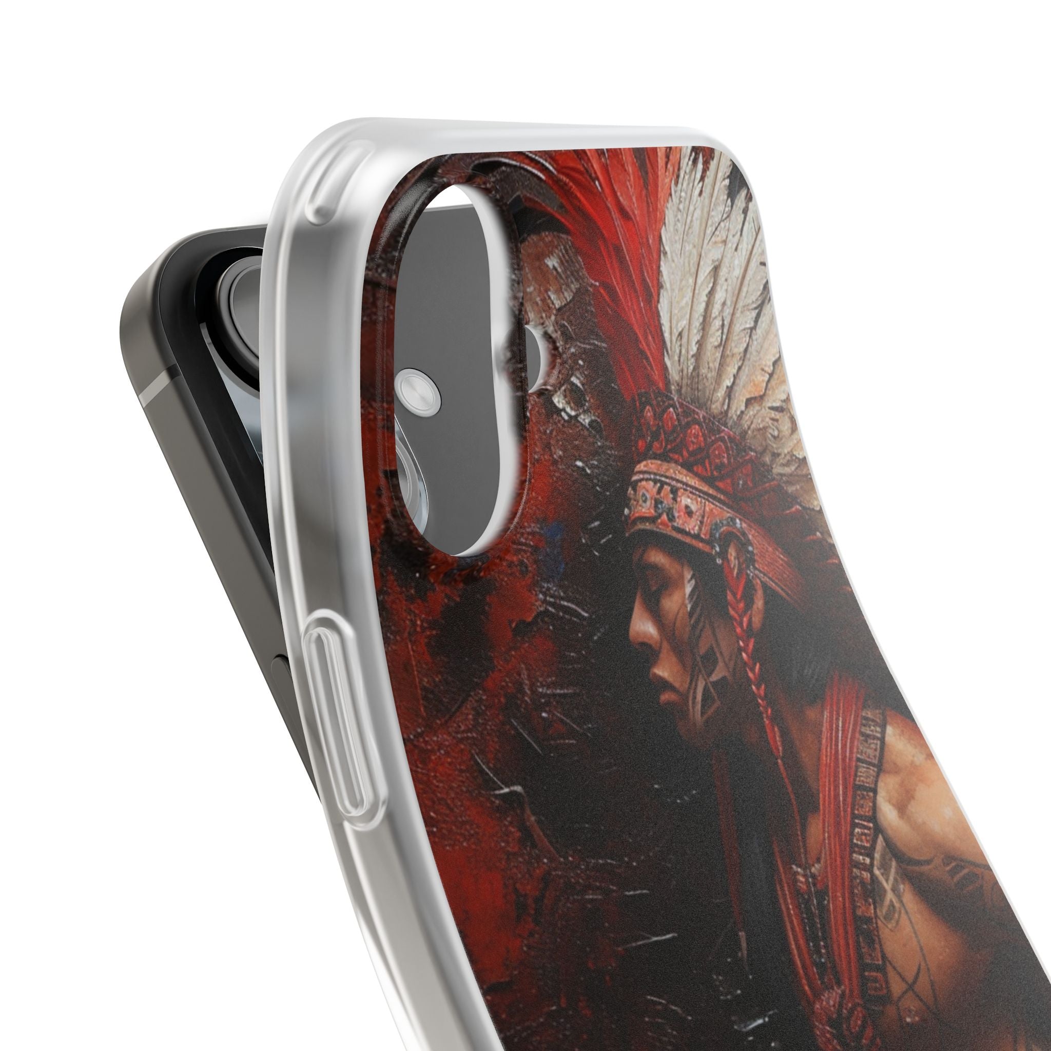 Aztec Noble Warrior – Flexi Phone Case (iPhone & Samsung • Clear TPU • Made in USA • Personalized Option)