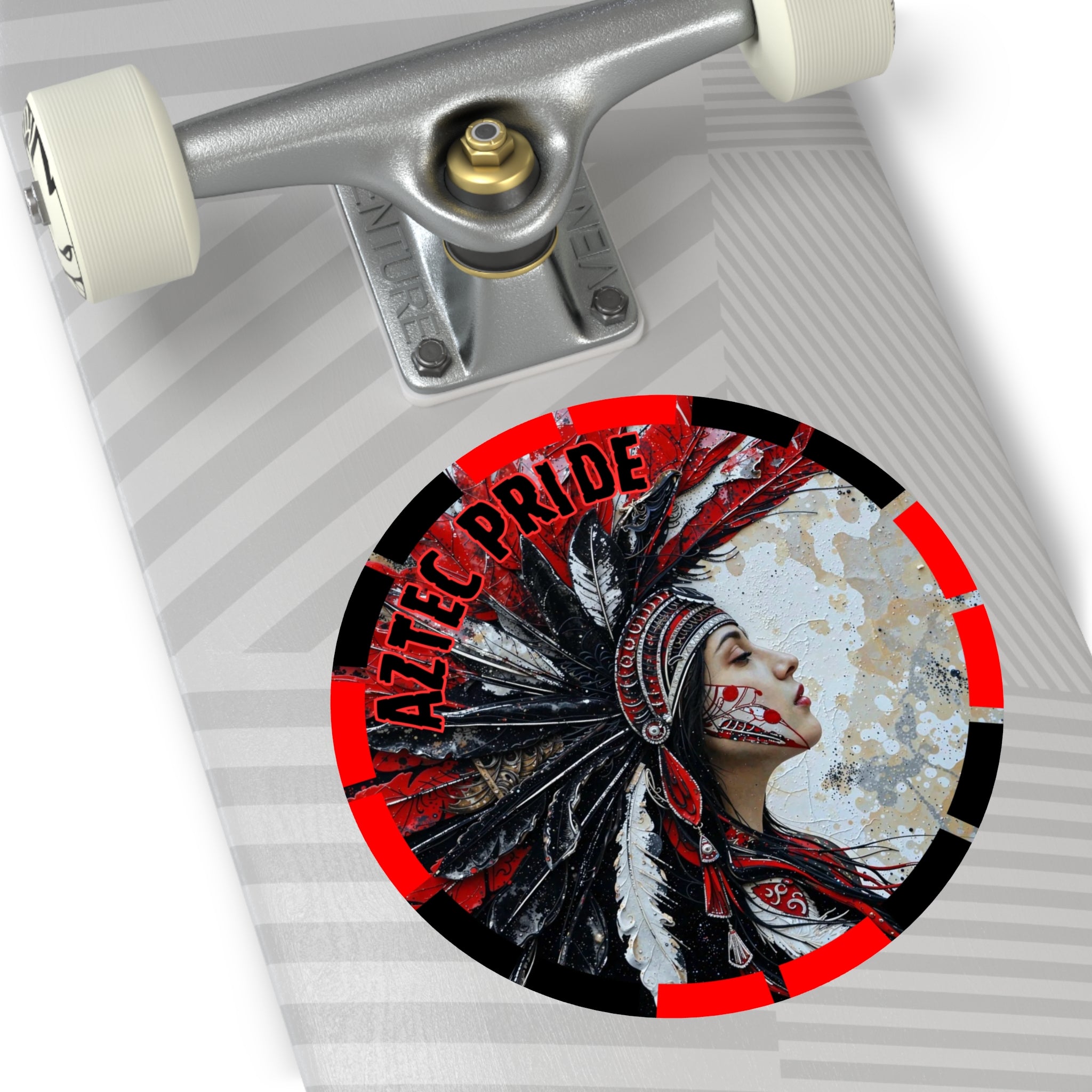 Aztec Silent Goddess Round Vinyl Sticker – Waterproof Matte Decal (2”–6”)