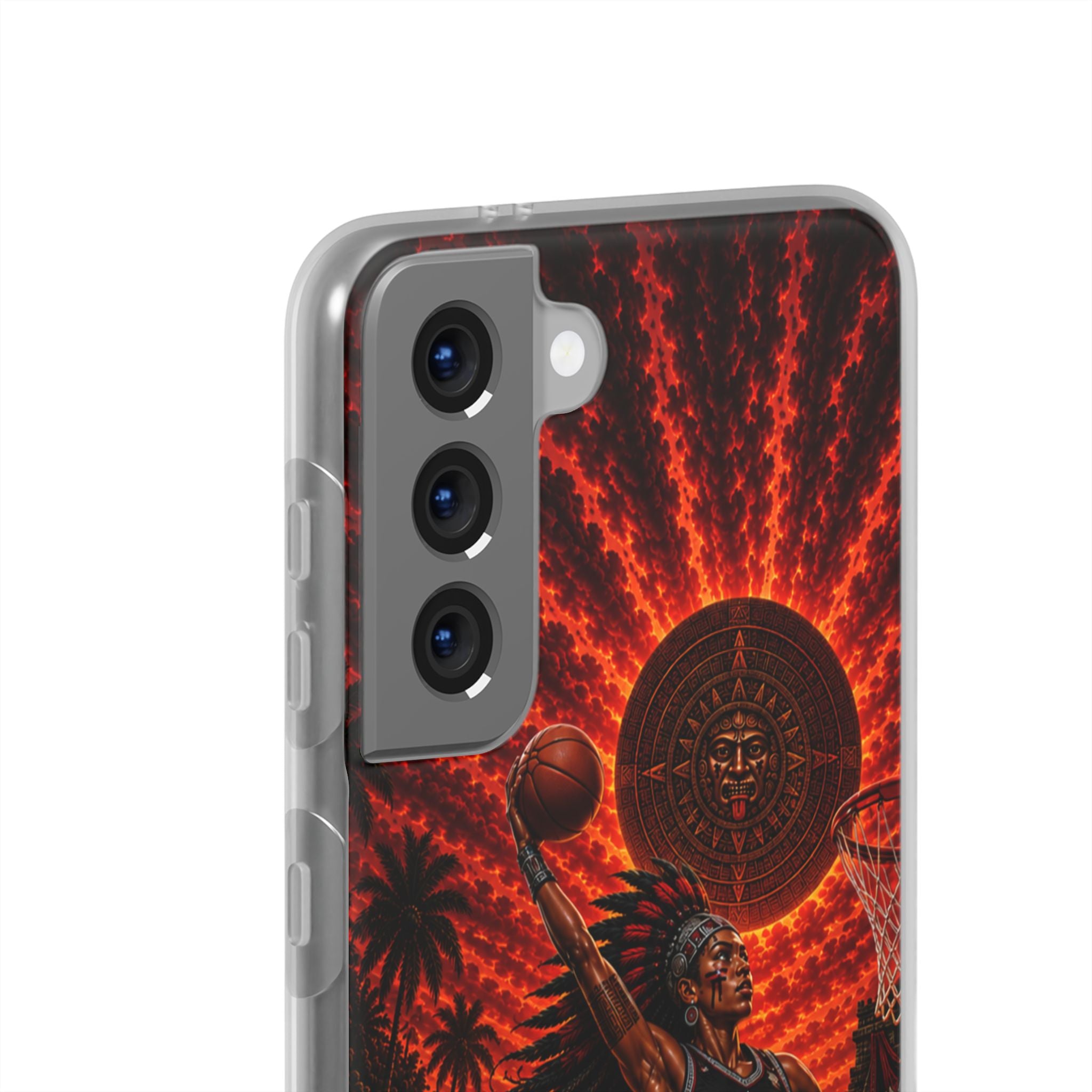 Aztec Basketball Female Warrior – Flexi Phone Case (iPhone & Samsung • Clear TPU • Made & Shipped in the USA • 🚚 FREE USA Shipping • Personalized Option)