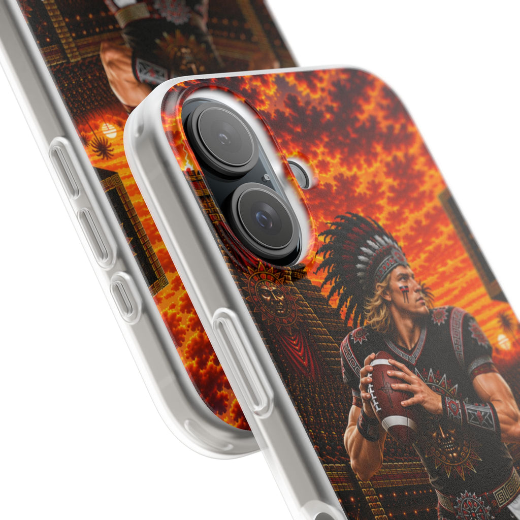 Aztec Football Warrior – Flexi Phone Case (iPhone & Samsung • Clear TPU • Made & Shipped in the USA • 🚚 FREE USA Shipping • Personalized Option)