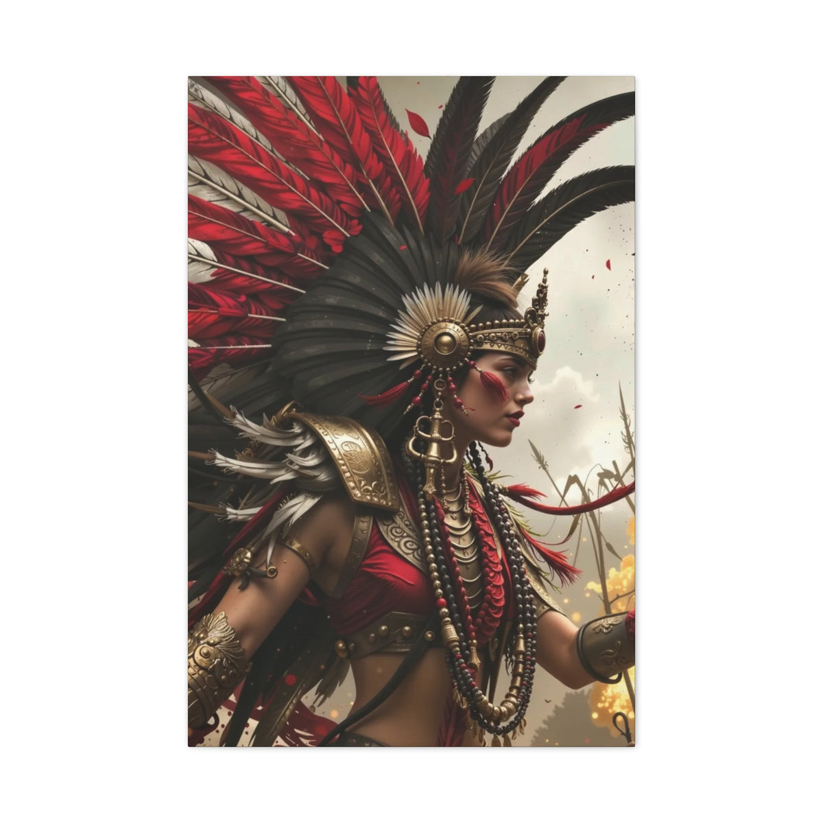 Aztec Warrior Queen – Bold Aztec Wall Art Canvas
