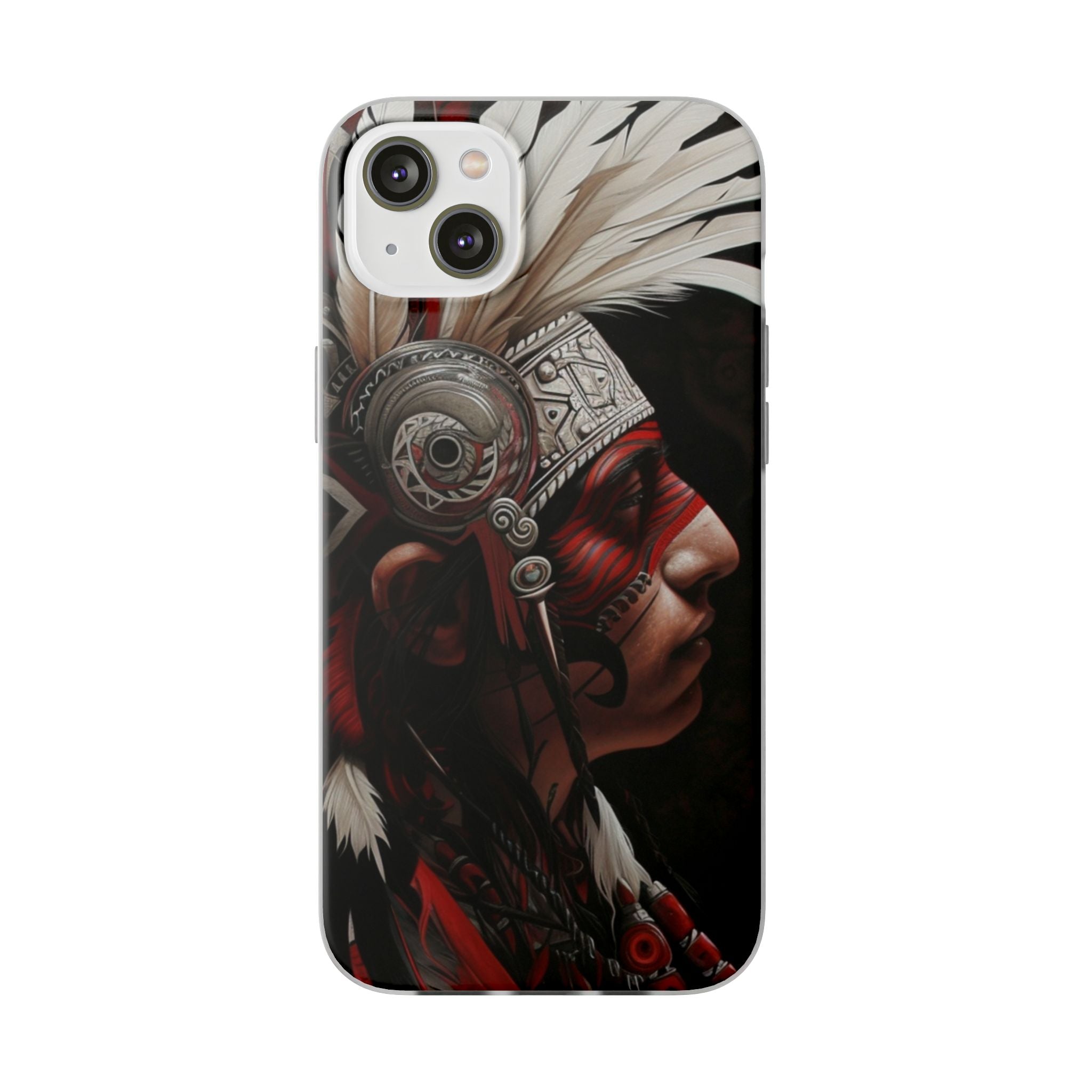 Aztec Warrior King – Flexi Phone Case (iPhone & Samsung • Clear TPU • Made in USA • Personalized Option)