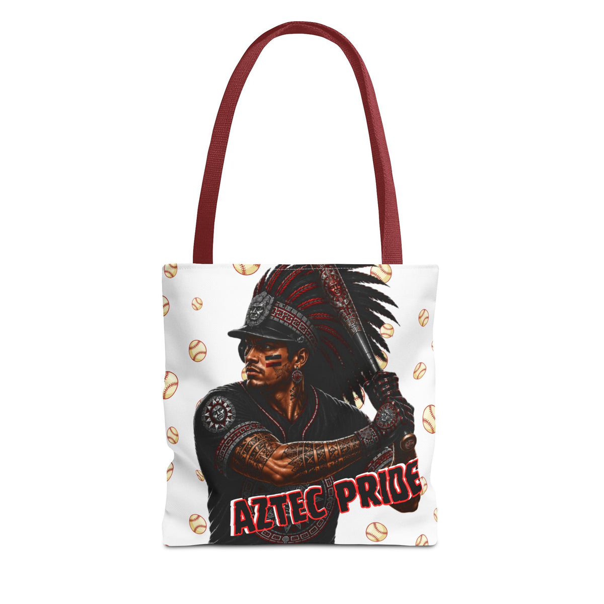Aztec Baseball Warrior Tote Bag | Aztec-Inspired AI Art • Made & Shipped in the USA • 🚚 FREE USA Shipping • FREE Personalization