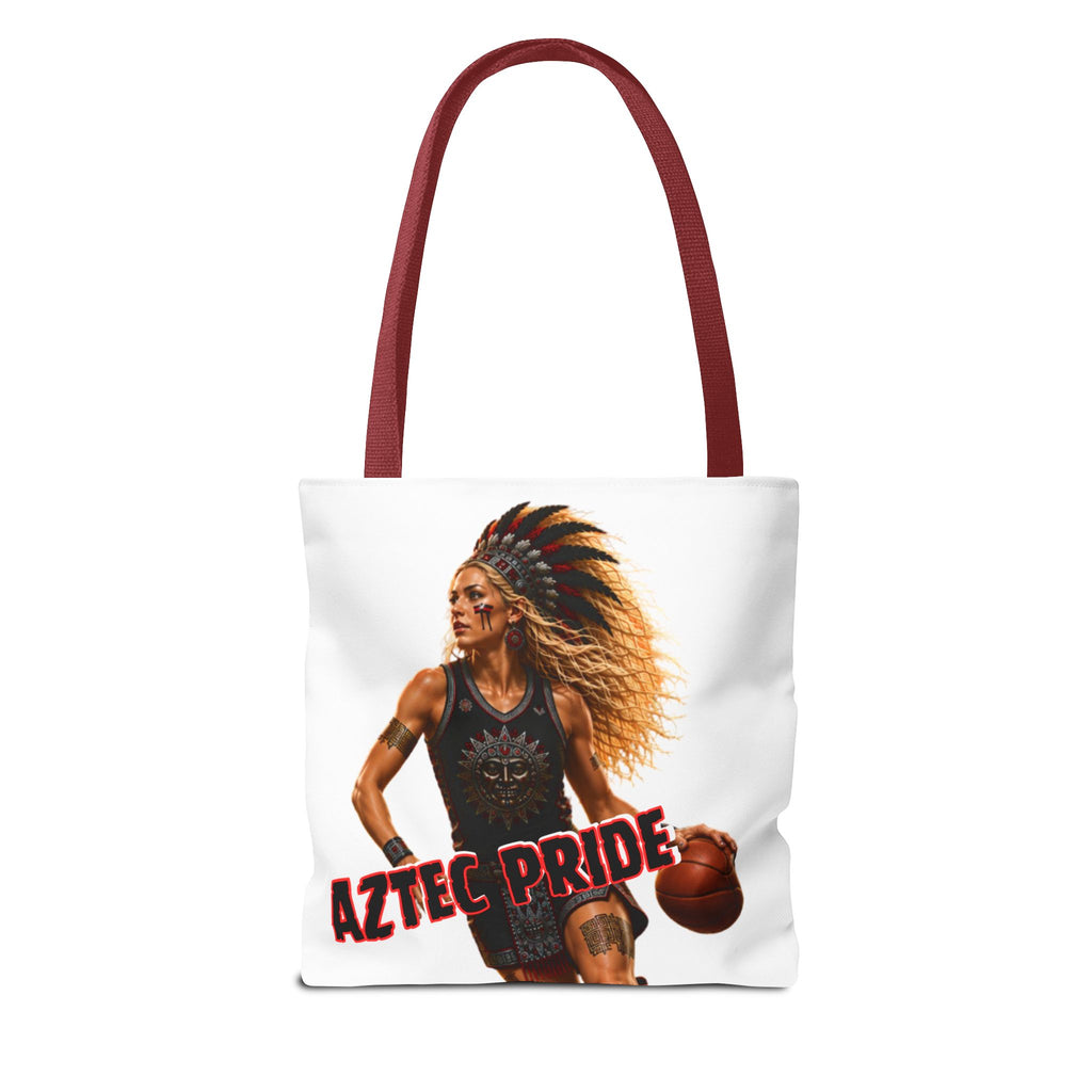 Aztec Basketball Female Warrior Tote Bag | Aztec-Inspired AI Art • Made & Shipped in the USA • 🚚 FREE USA Shipping • FREE Personalization