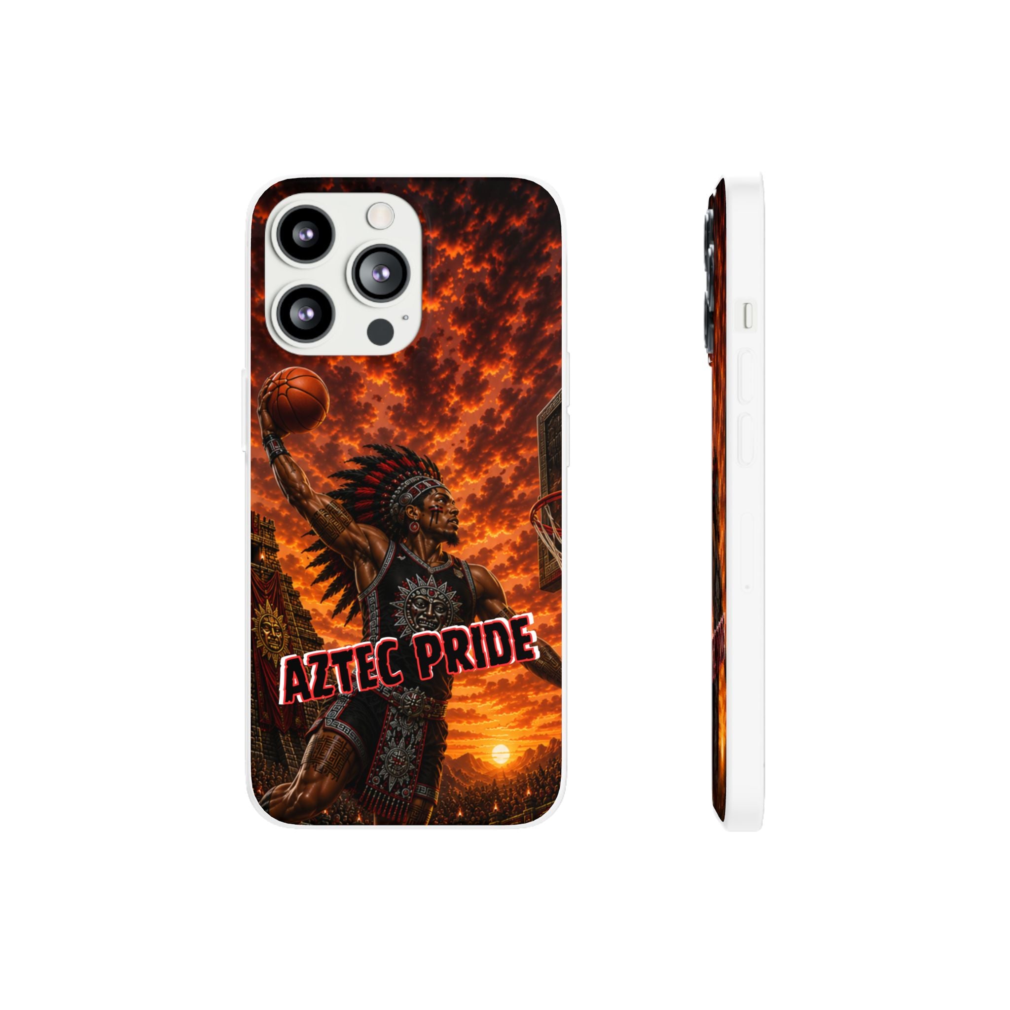 Aztec Basketball Male Warrior – Flexi Phone Case (iPhone & Samsung • Clear TPU • Made & Shipped in the USA • 🚚 FREE USA Shipping • Personalized Option)