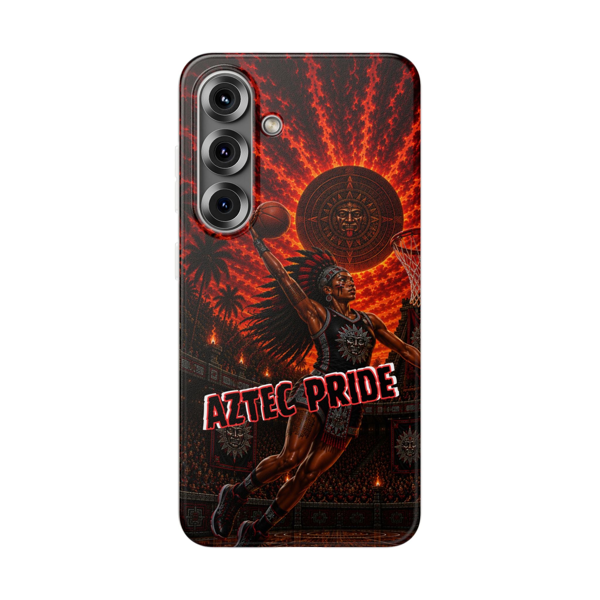 Aztec Basketball Female Warrior – Flexi Phone Case (iPhone & Samsung • Clear TPU • Made & Shipped in the USA • 🚚 FREE USA Shipping • Personalized Option)