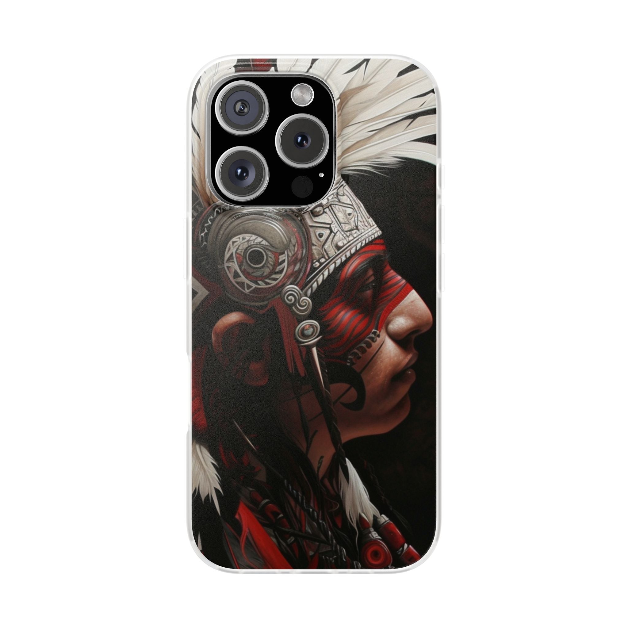 Aztec Warrior King – Flexi Phone Case (iPhone & Samsung • Clear TPU • Made in USA • Personalized Option)