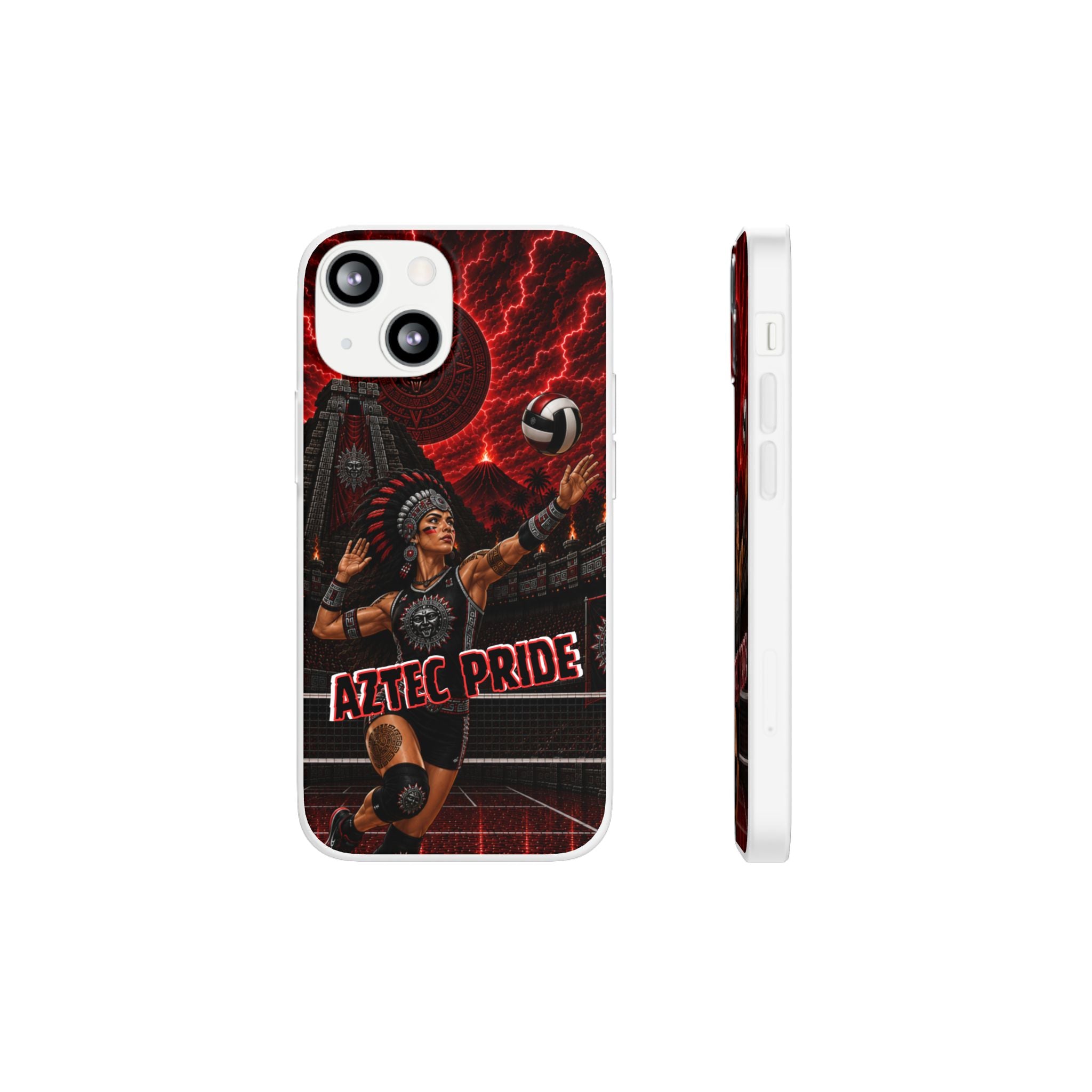 Aztec Volleyball Warrior – Flexi Phone Case (iPhone & Samsung • Clear TPU • Made & Shipped in the USA • 🚚 FREE USA Shipping • Personalized Option)