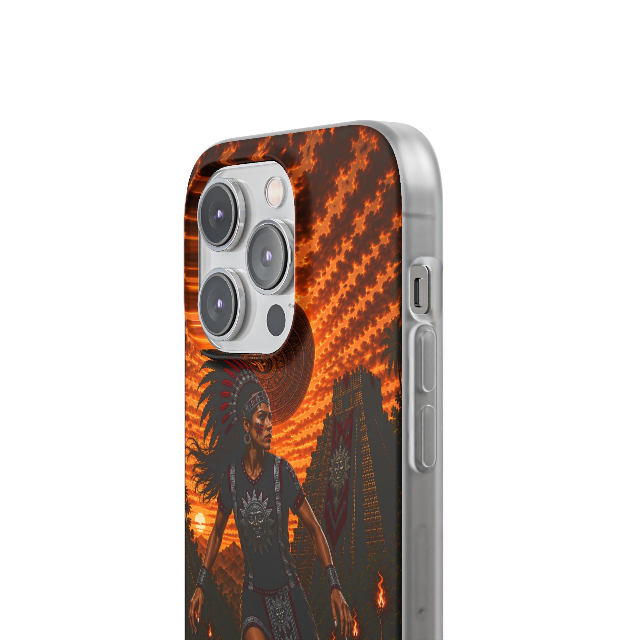 Aztec Soccer Female Warrior – Flexi Phone Case (iPhone & Samsung • Clear TPU • Made & Shipped in the USA • 🚚 FREE USA Shipping • Personalized Option)