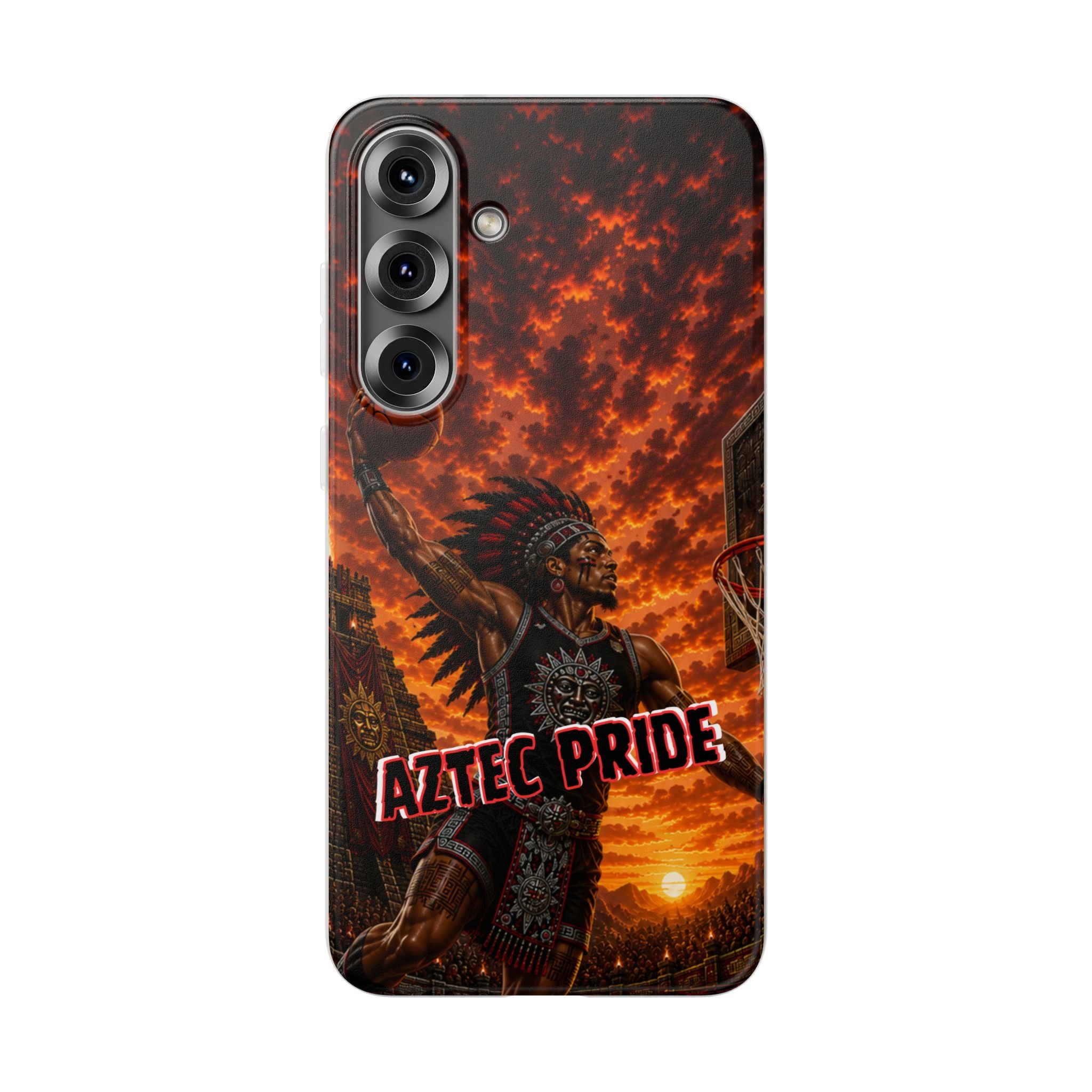 Aztec Basketball Male Warrior – Flexi Phone Case (iPhone & Samsung • Clear TPU • Made & Shipped in the USA • 🚚 FREE USA Shipping • Personalized Option)