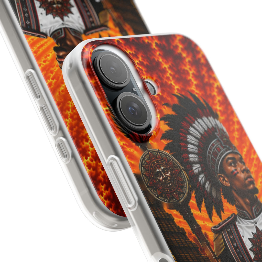 Aztec Drum Major Warrior – Flexi Phone Case (iPhone & Samsung • Clear TPU • Made & Shipped in the USA • 🚚 FREE USA Shipping • Personalized Option)