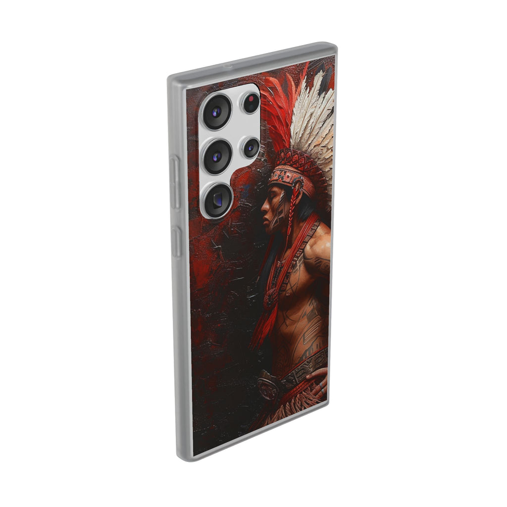 Aztec Noble Warrior – Flexi Phone Case (iPhone & Samsung • Clear TPU • Made in USA • Personalized Option)