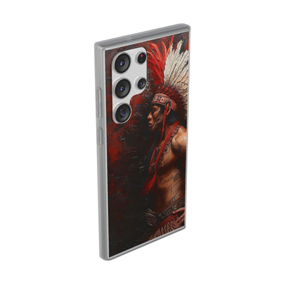 Aztec Noble Warrior – Flexi Phone Case (iPhone & Samsung • Clear TPU • Made in USA • Personalized Option)